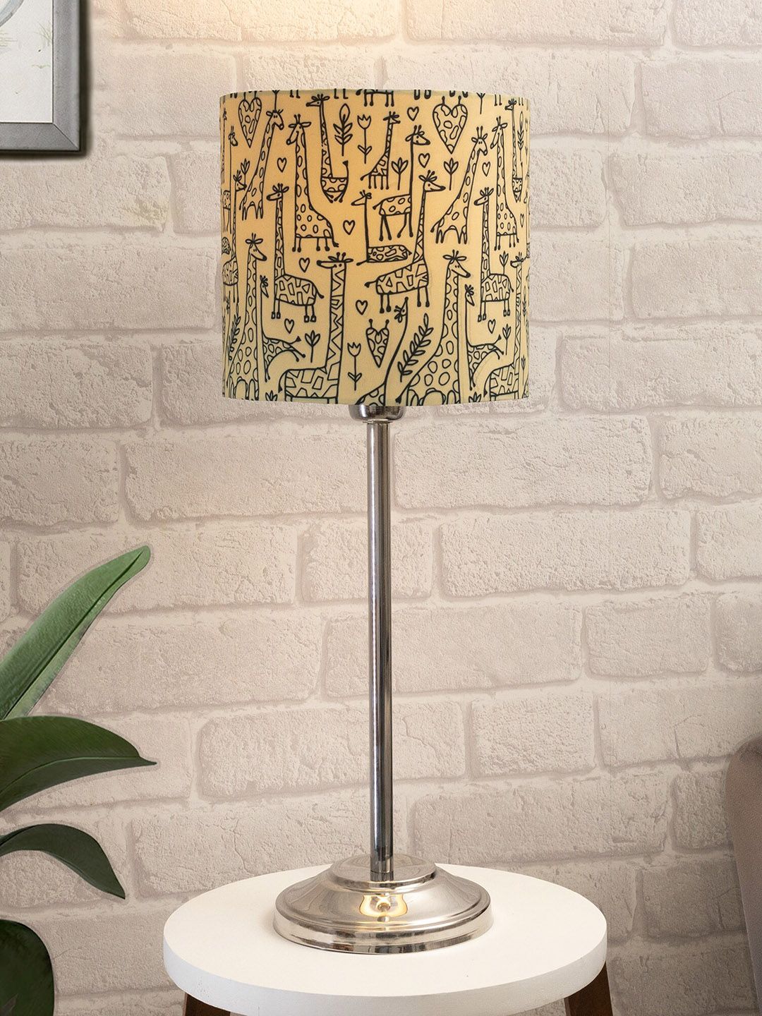 Homesake Beige Solid  Table Lamp with Shade Price in India