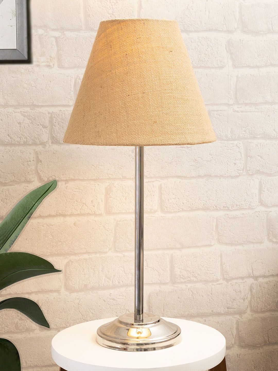 Homesake Brown Solid Triangle Basic Table Lamp Price in India