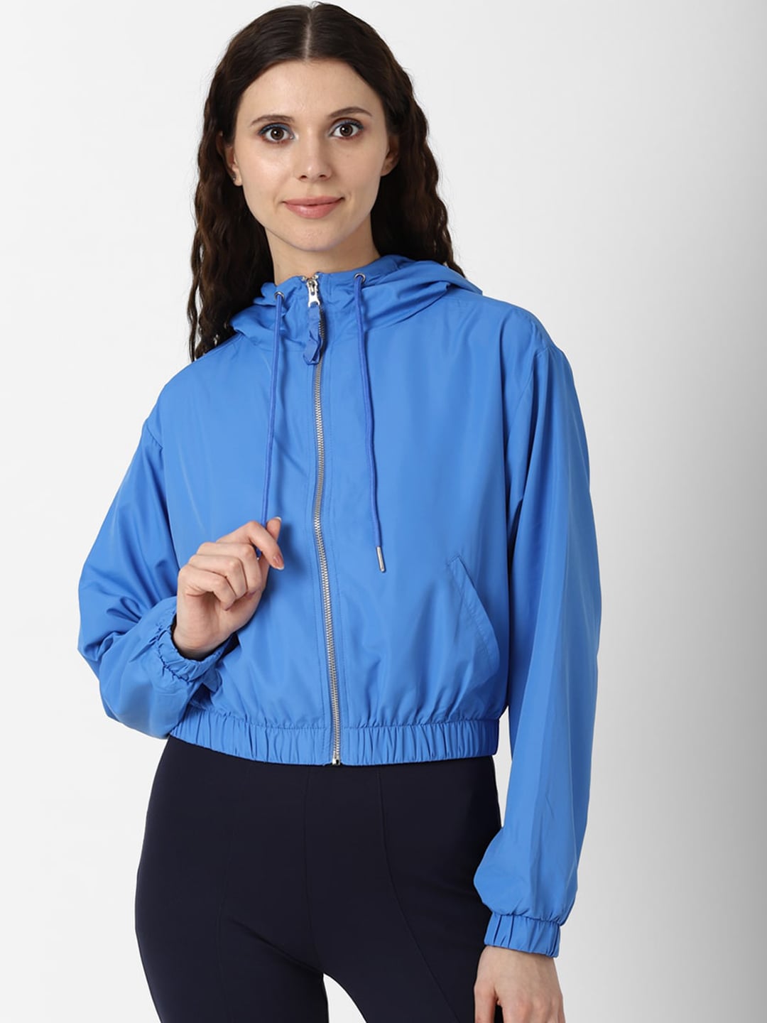 FOREVER 21 Women Blue Sporty Jacket Price in India