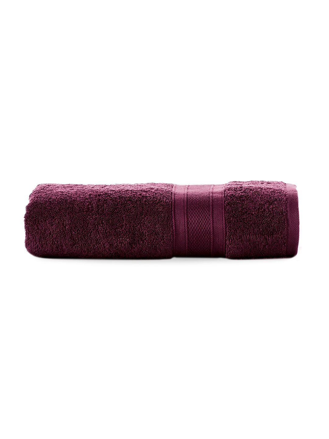 Trident Burgundy Solid Pure Cotton 500 GSM Bath Towel Price in India