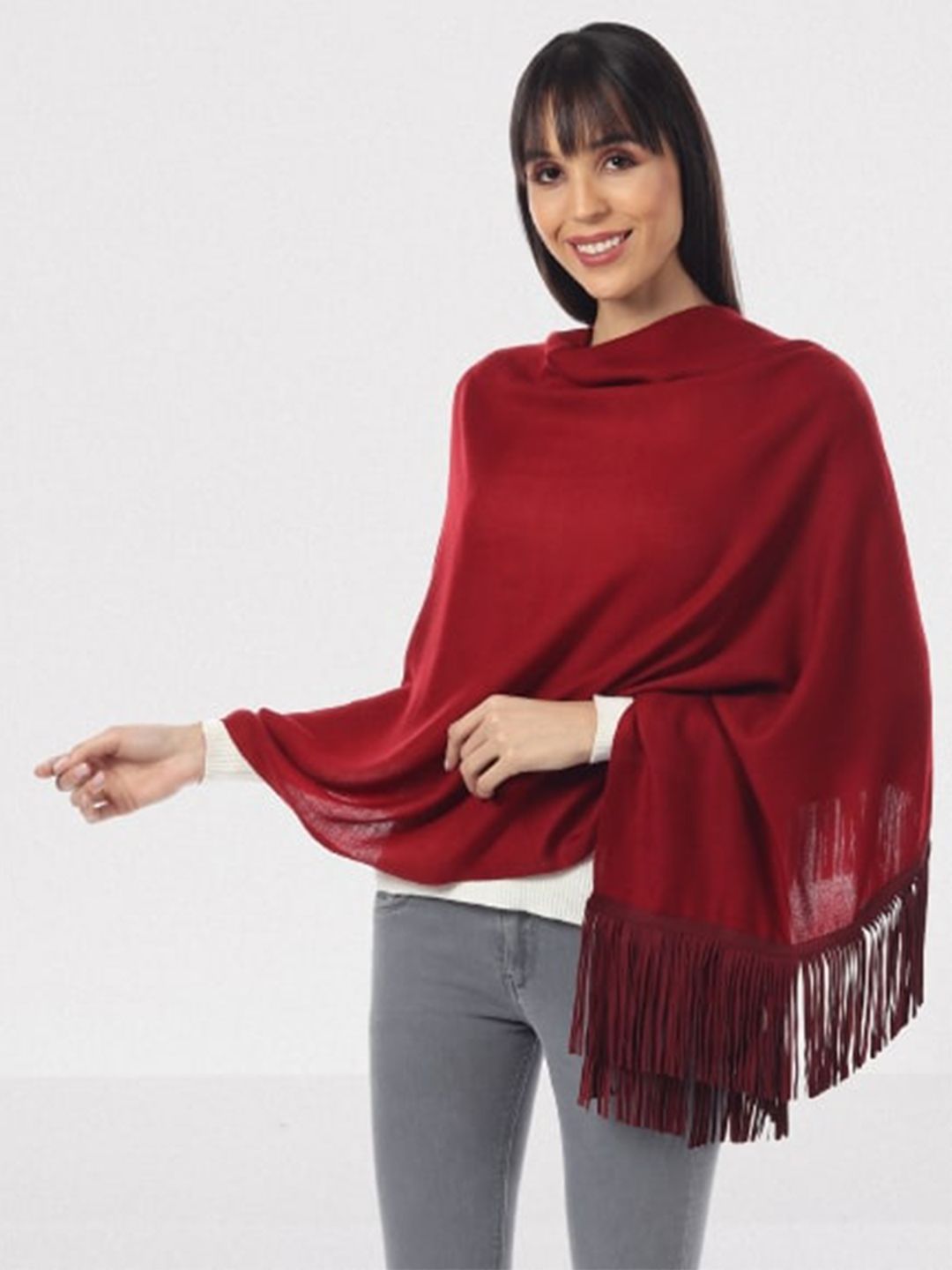 MUFFLY Women Red Wool Stole Price in India