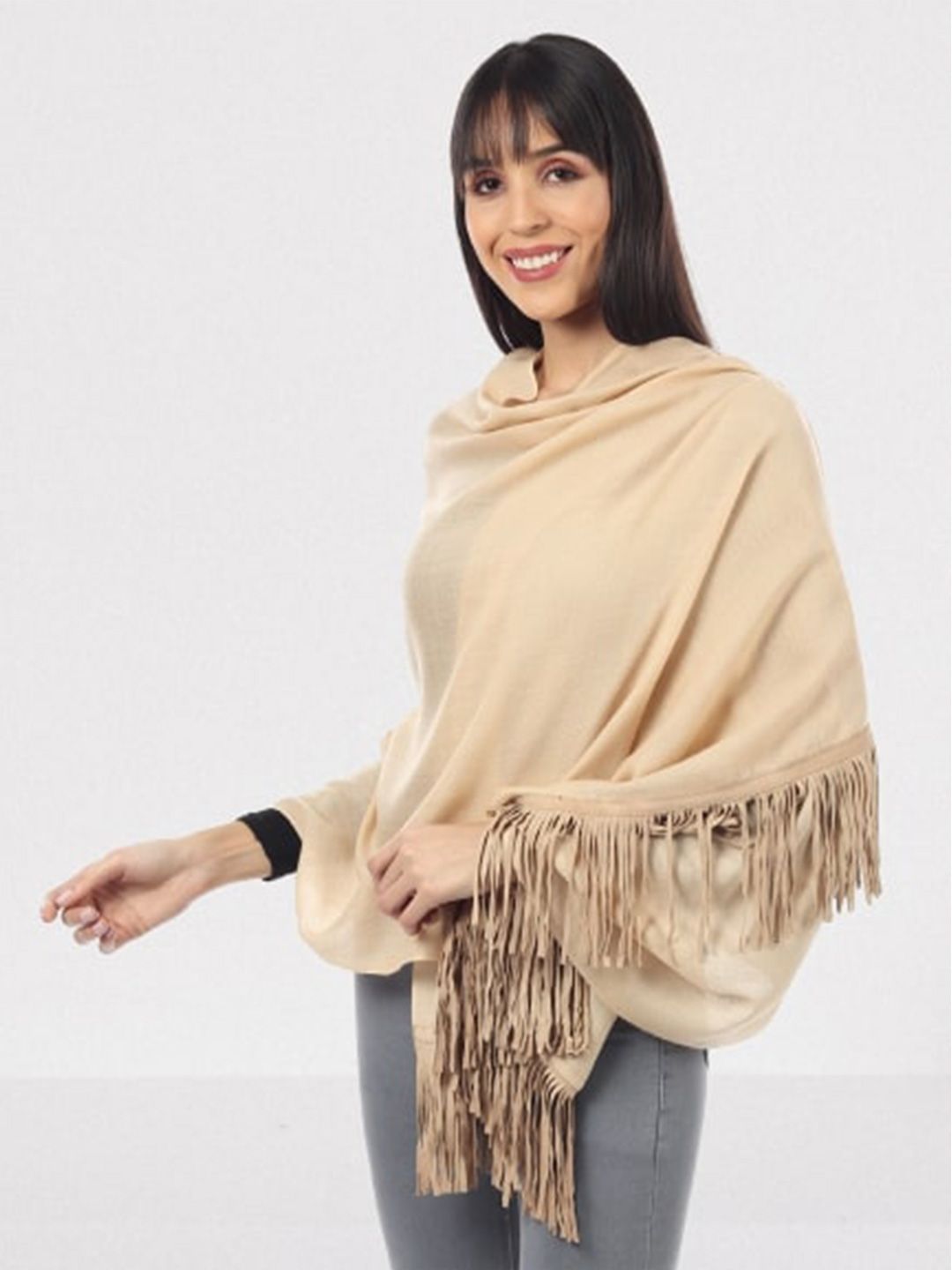 MUFFLY Women Beige Wool Stole Price in India