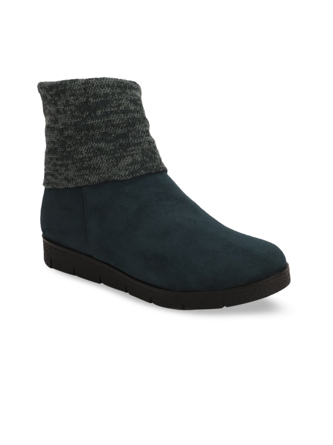 Mast & Harbour Women Green Textured Suede Monks Price in India