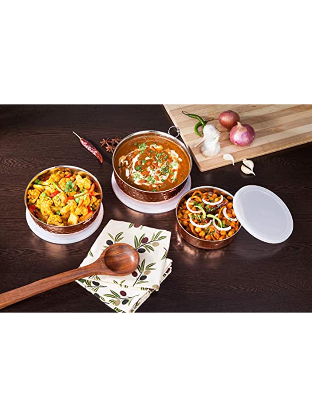 SignoraWare Set Of 3 Copper-Toned Solid Stainless Steel Containers Price in India