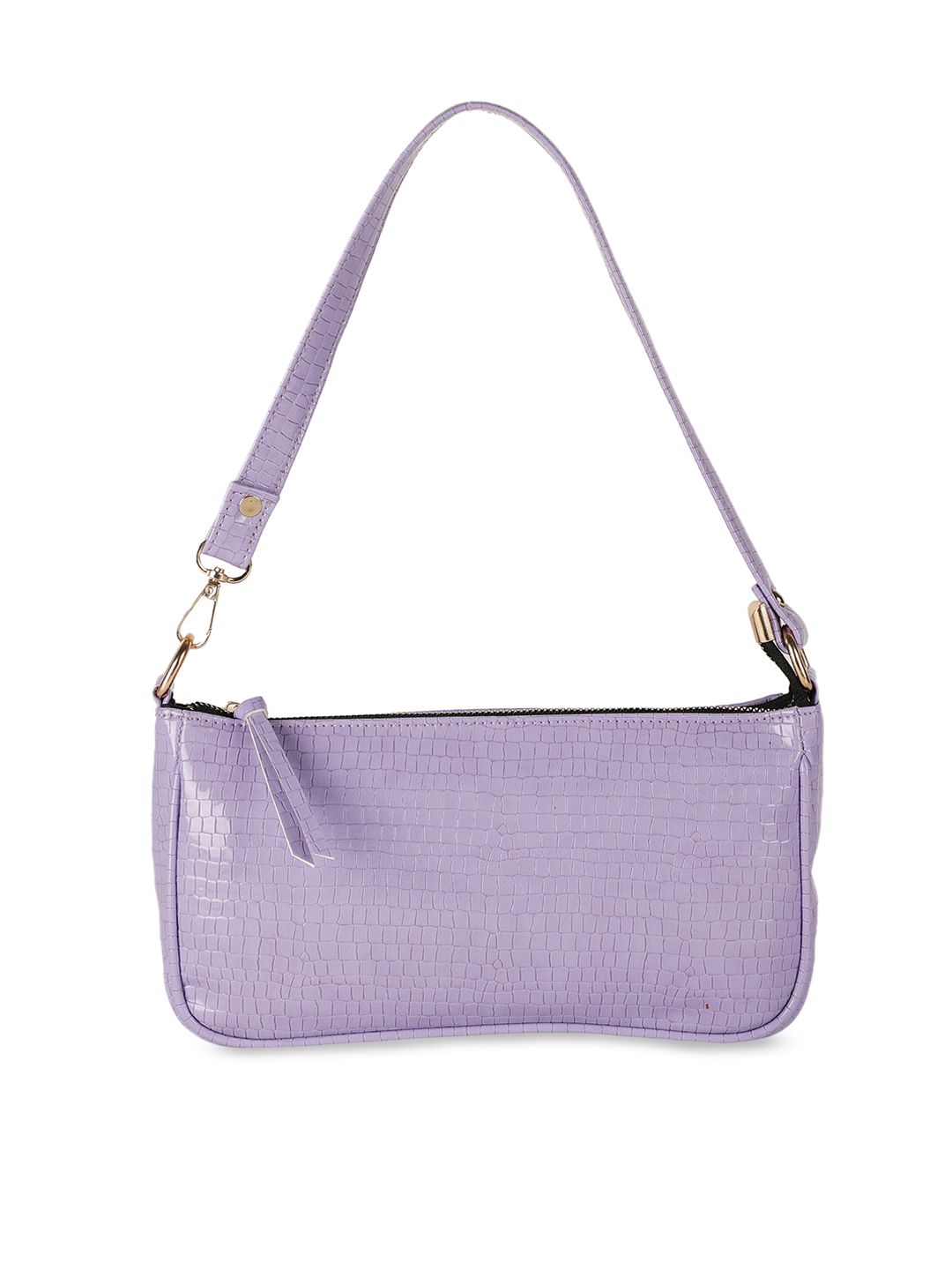 LEKHX Lavender Textured PU Structured Shoulder Bag with Fringed Price in India