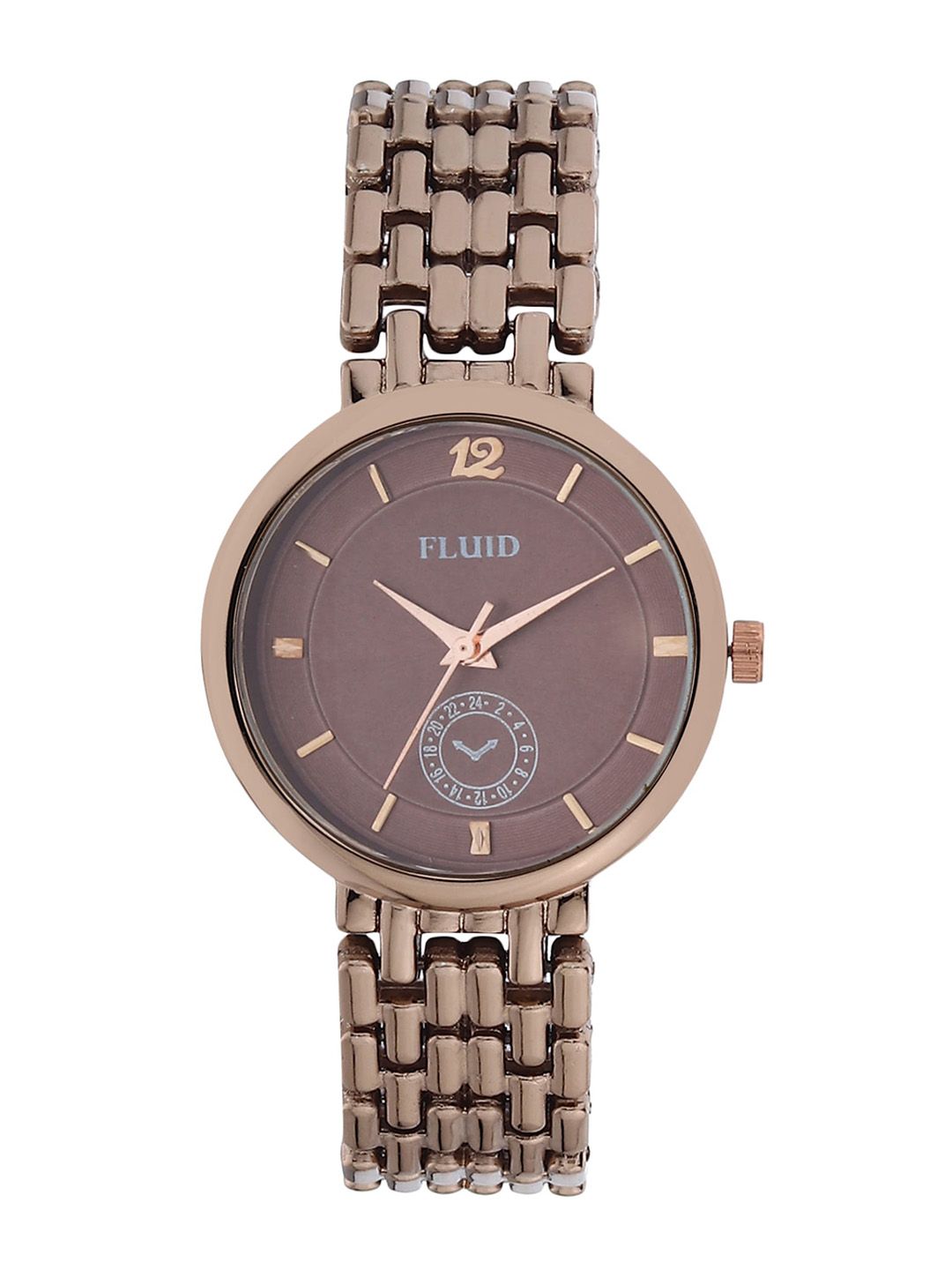 FLUID Women Copper-Toned Dial & Gunmetal Toned Bracelet Style Straps Analogue Watch FL-008-CP01 Price in India