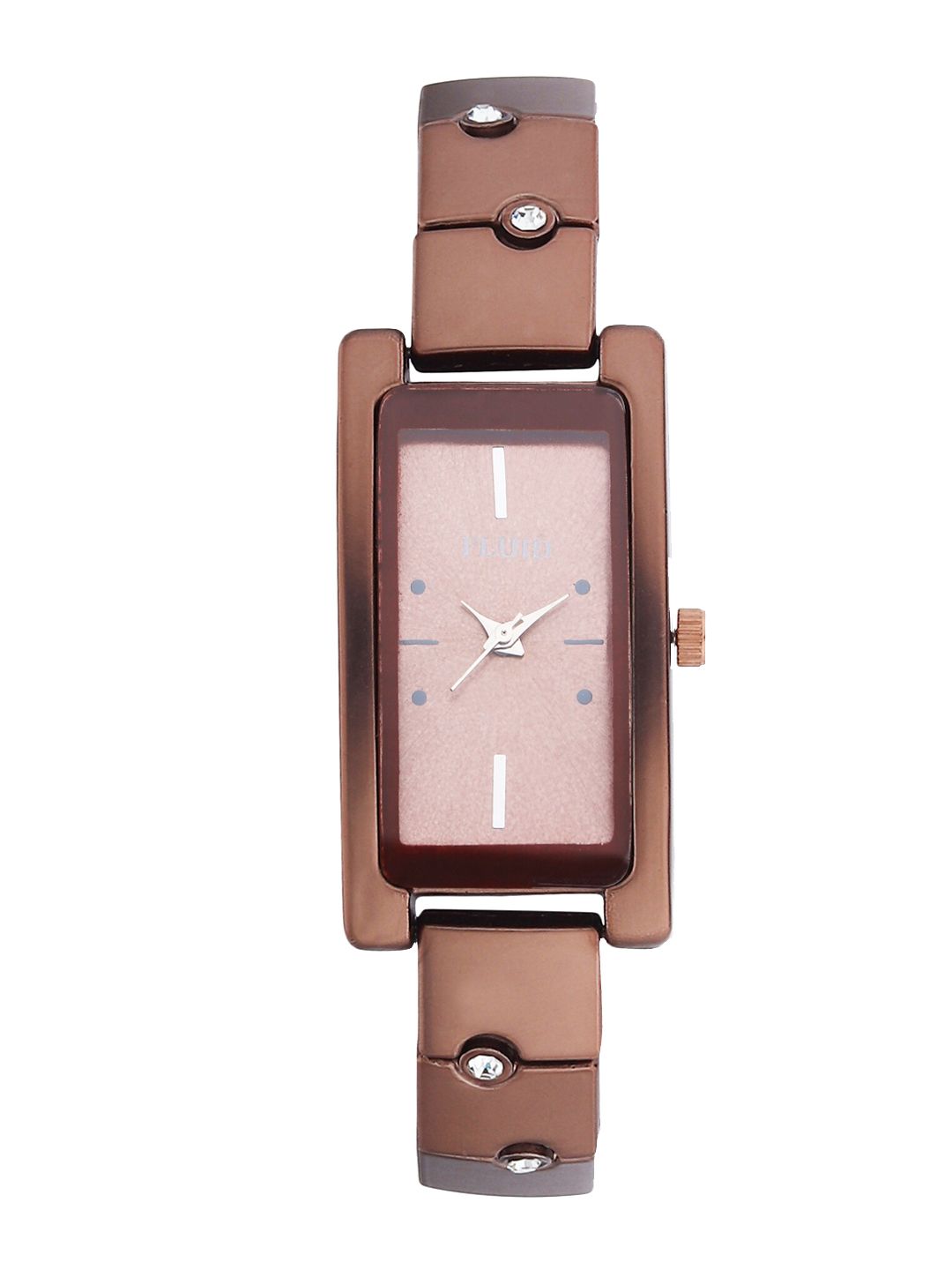 FLUID Women Copper-Toned Dial & Gunmetal Toned Bracelet Style Straps Analogue Watch FL-010-CP01 Price in India