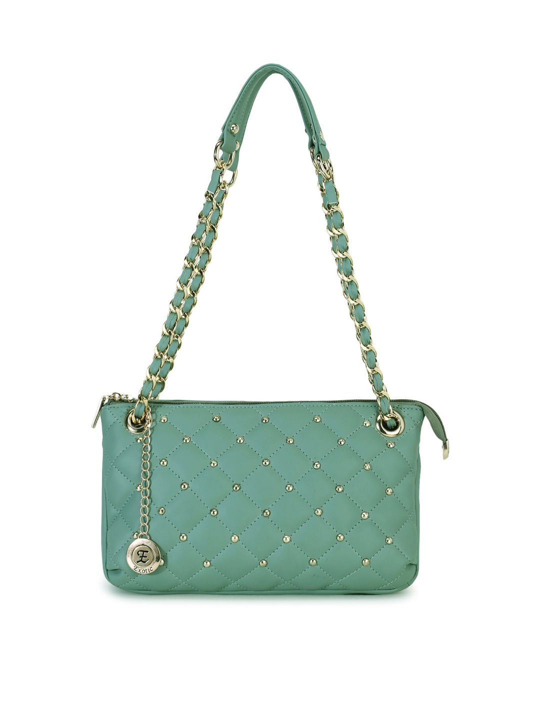 Exotic Olive Green Embellished PU Structured Shoulder Bag Price in India