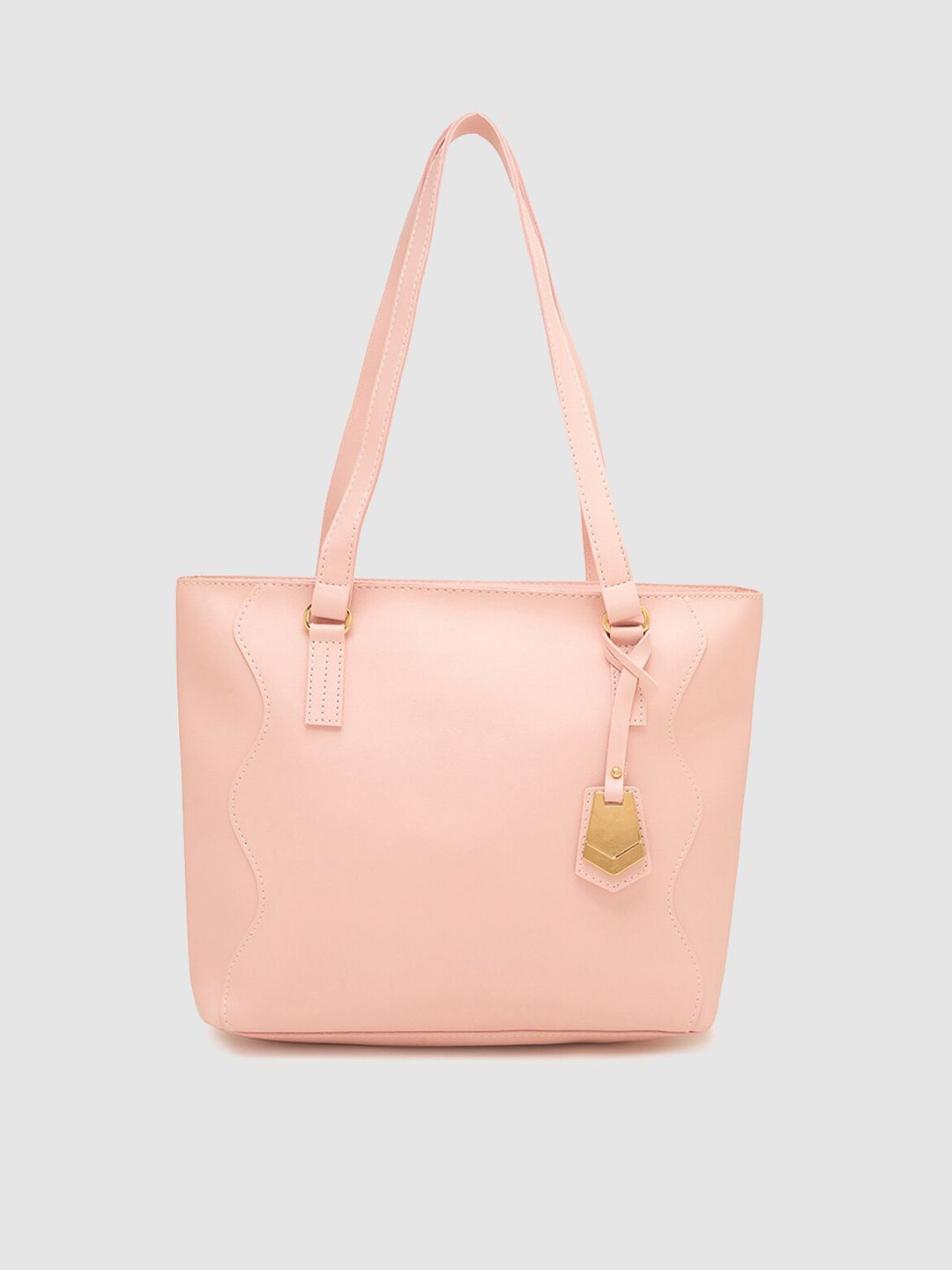 Globus Nude-Coloured PU Oversized Structured Shoulder Bag with Cut Work Price in India