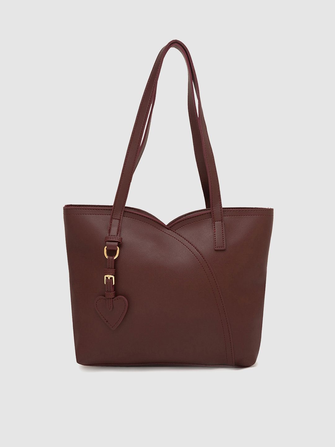 Globus Maroon PU Oversized Structured Shoulder Bag Price in India