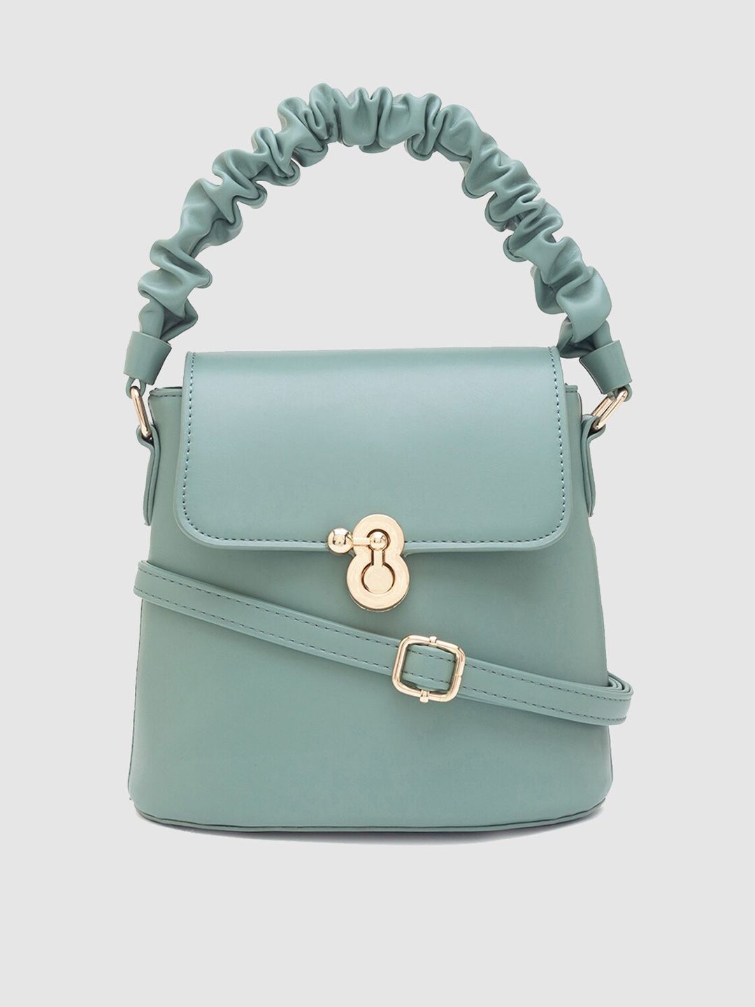 Globus Green PU Structured Satchel with Tasselled Price in India