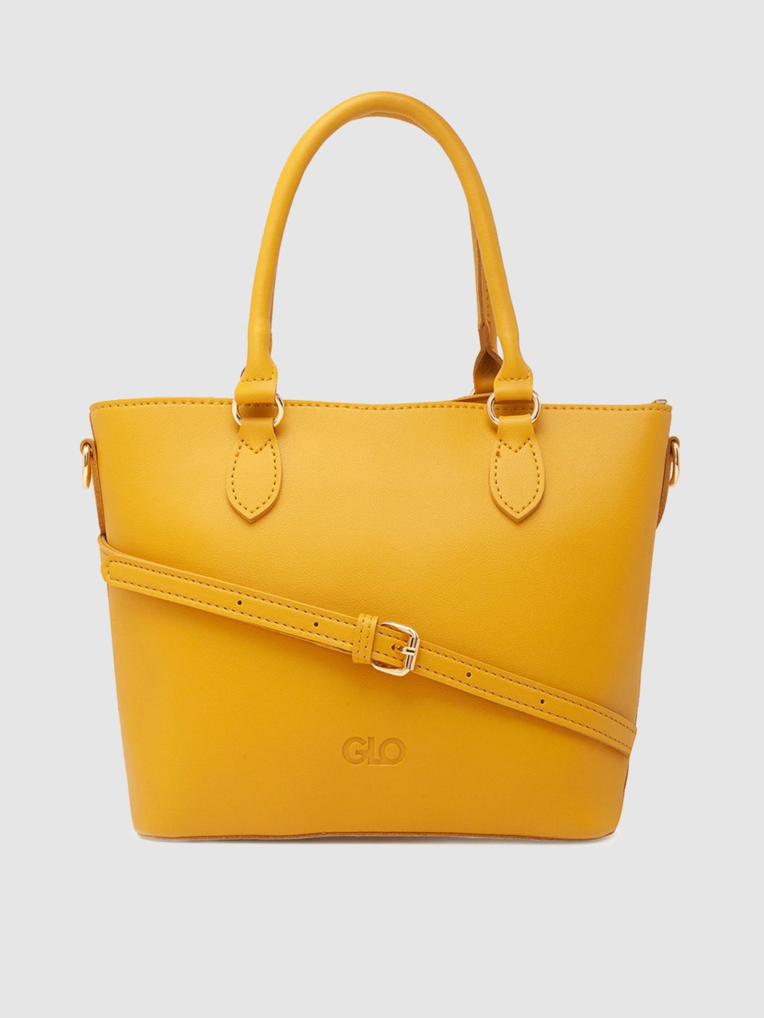 Globus Mustard PU Oversized Structured Handheld Bag Price in India