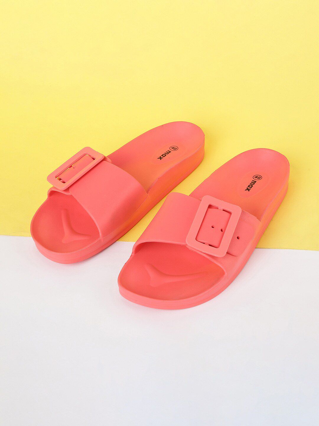 max Women Orange Sliders Price in India