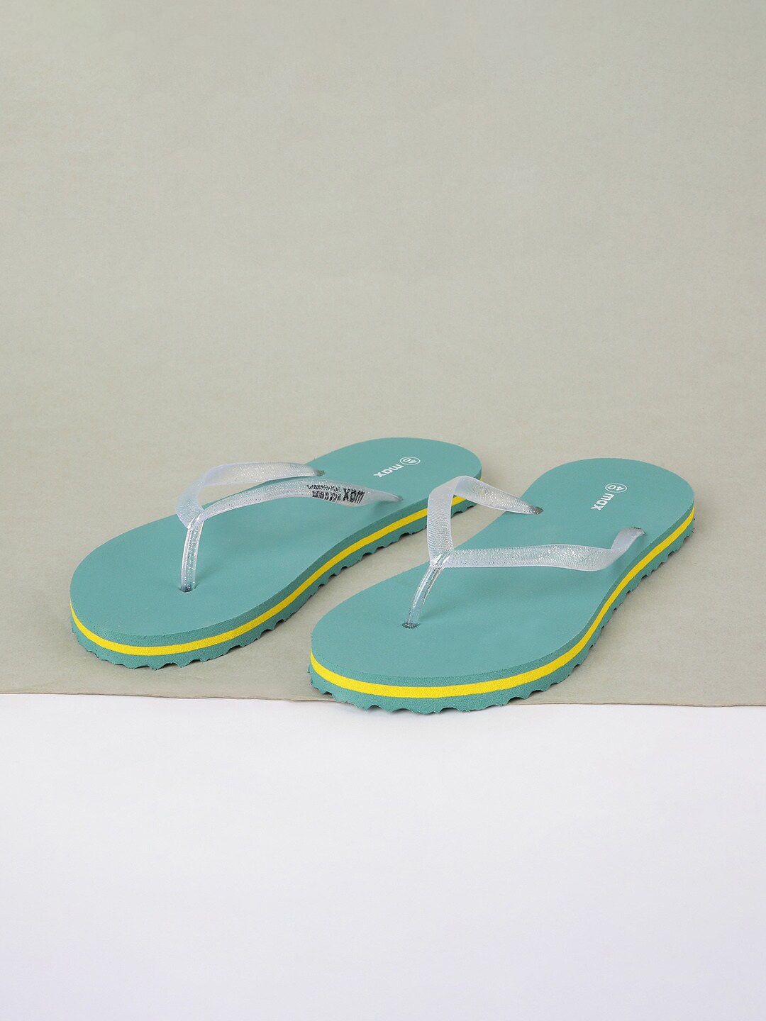 max Women Teal & Yellow Thong Flip-Flops Price in India