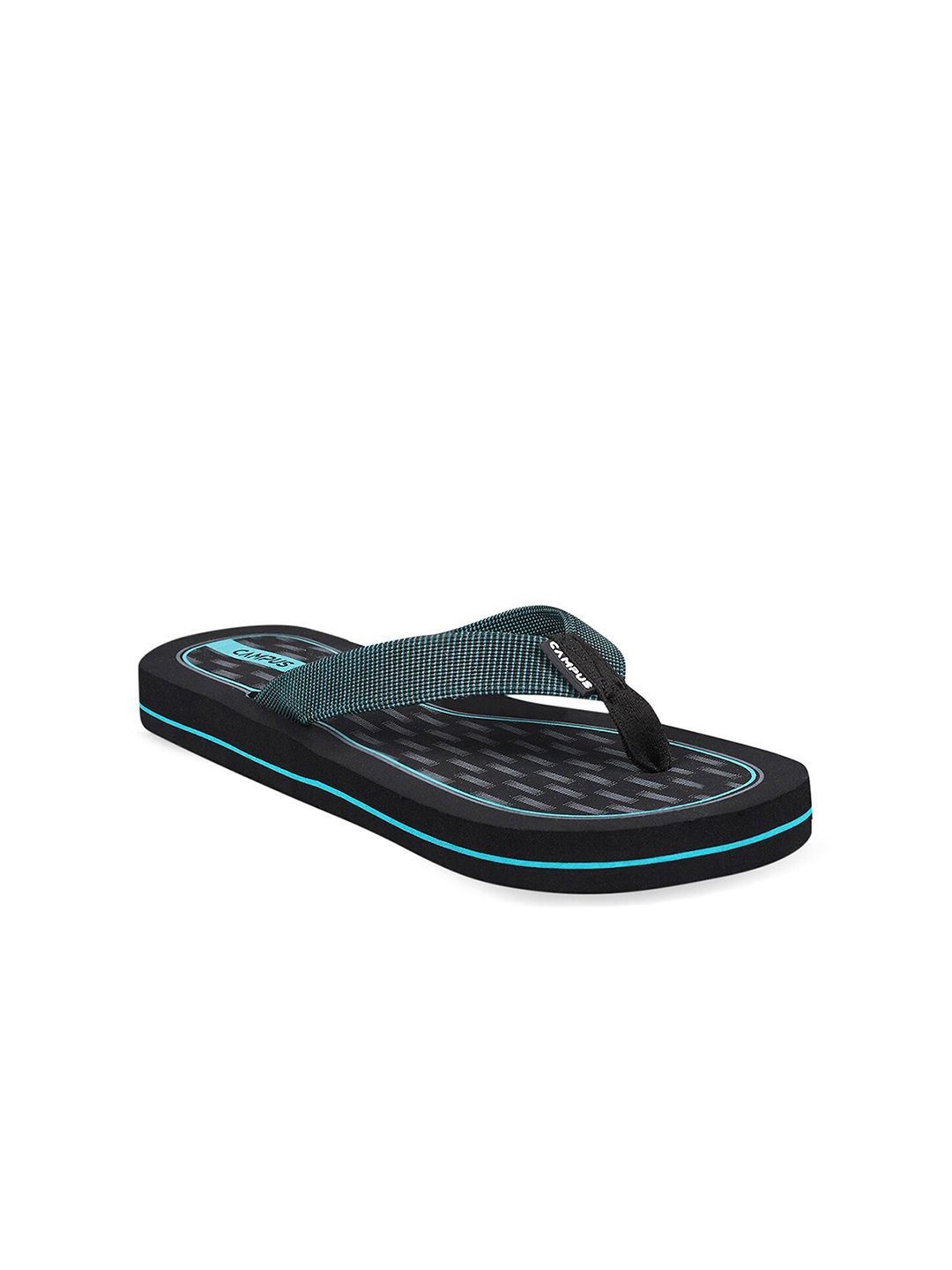 Campus Women Black & Blue Printed Thong Flip-Flops Price in India