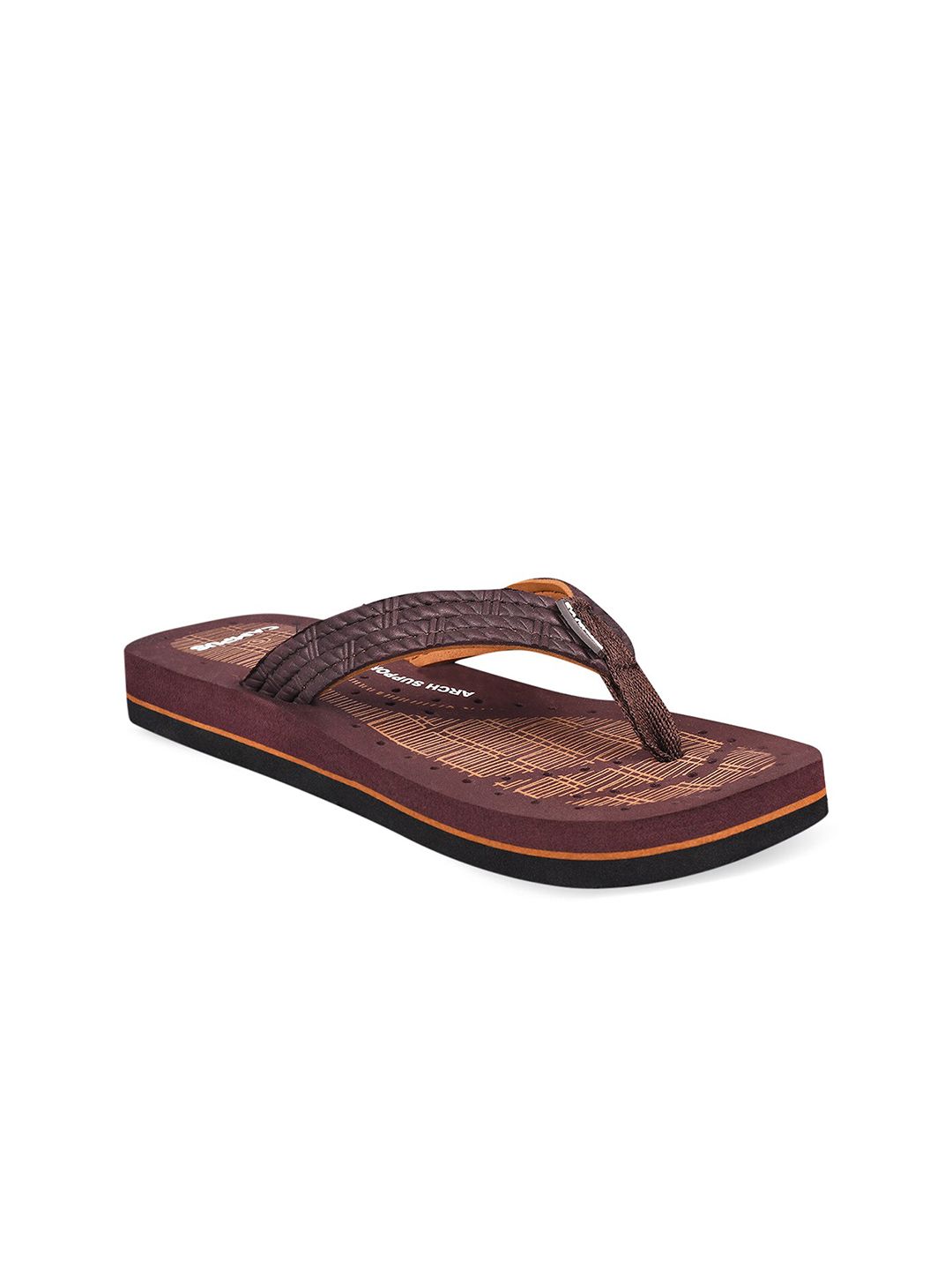 Campus Women Red & Brown Printed Thong Flip-Flops Price in India