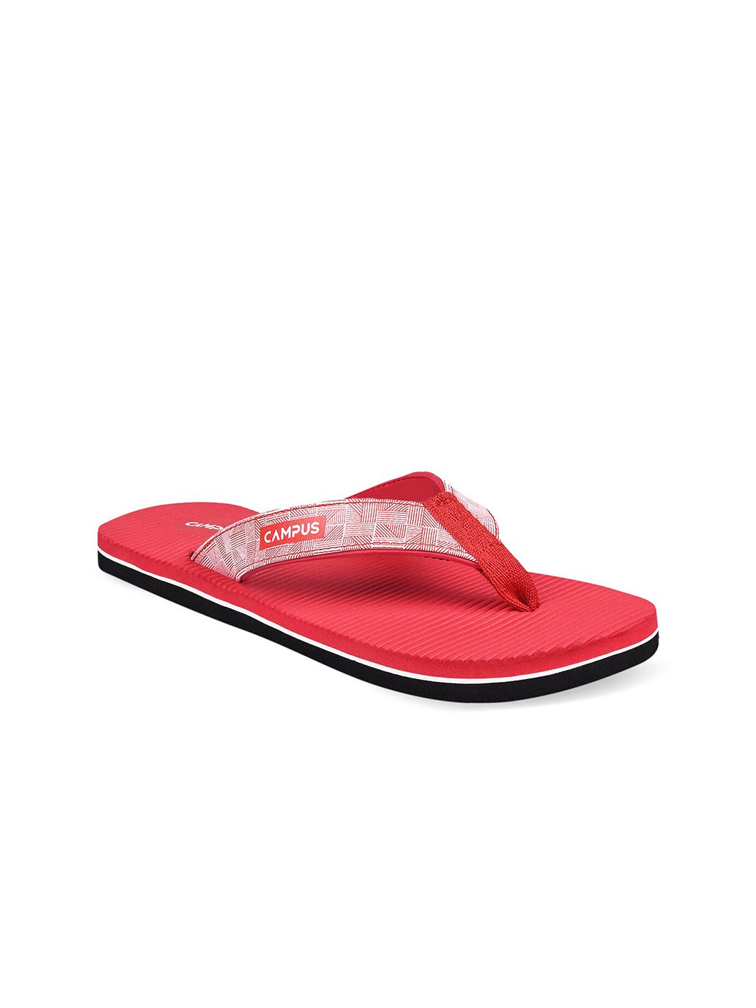 Campus Women Red & White Printed Thong Flip-Flops Price in India