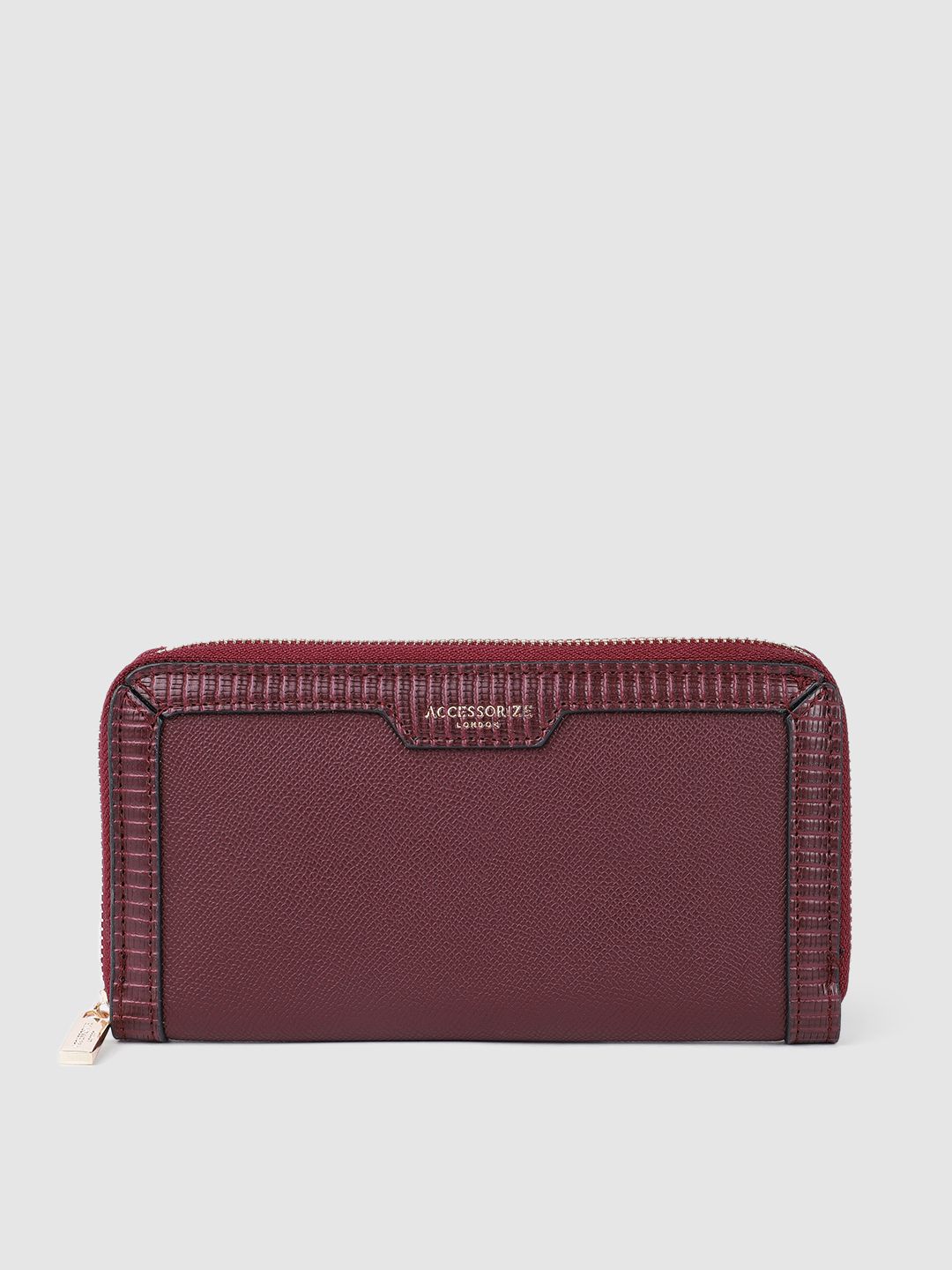 Accessorize Women Burgundy Zip Around Wallet Price in India