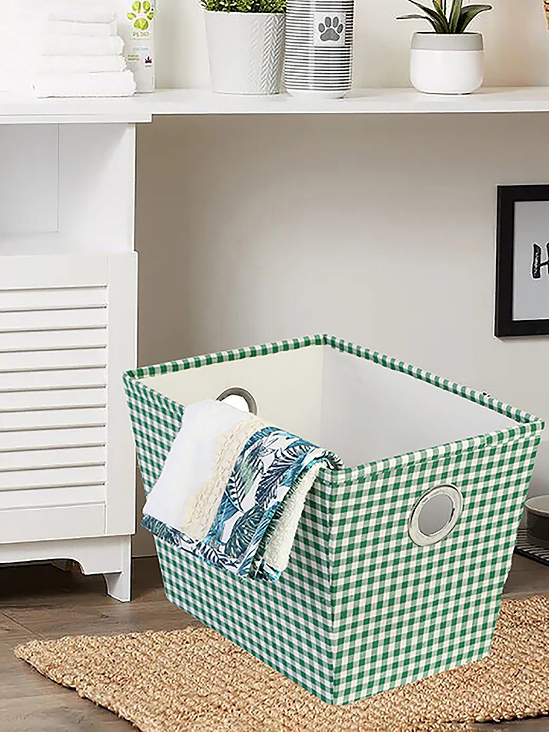 My Gift Booth Green & White Checked Towel & Clothes Organizer Price in India