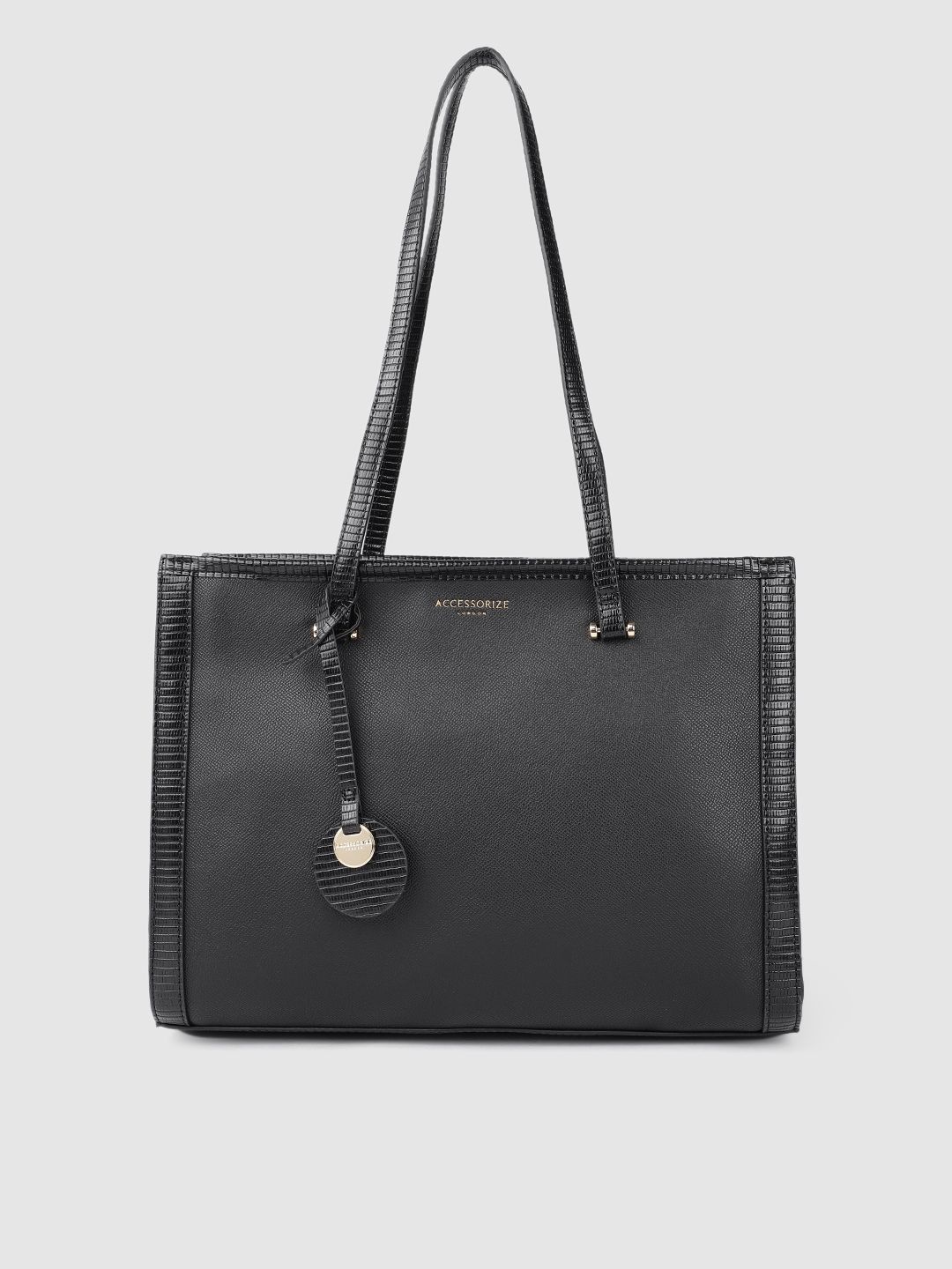 Accessorize Women Black PU Structured Shoulder Bag Price in India