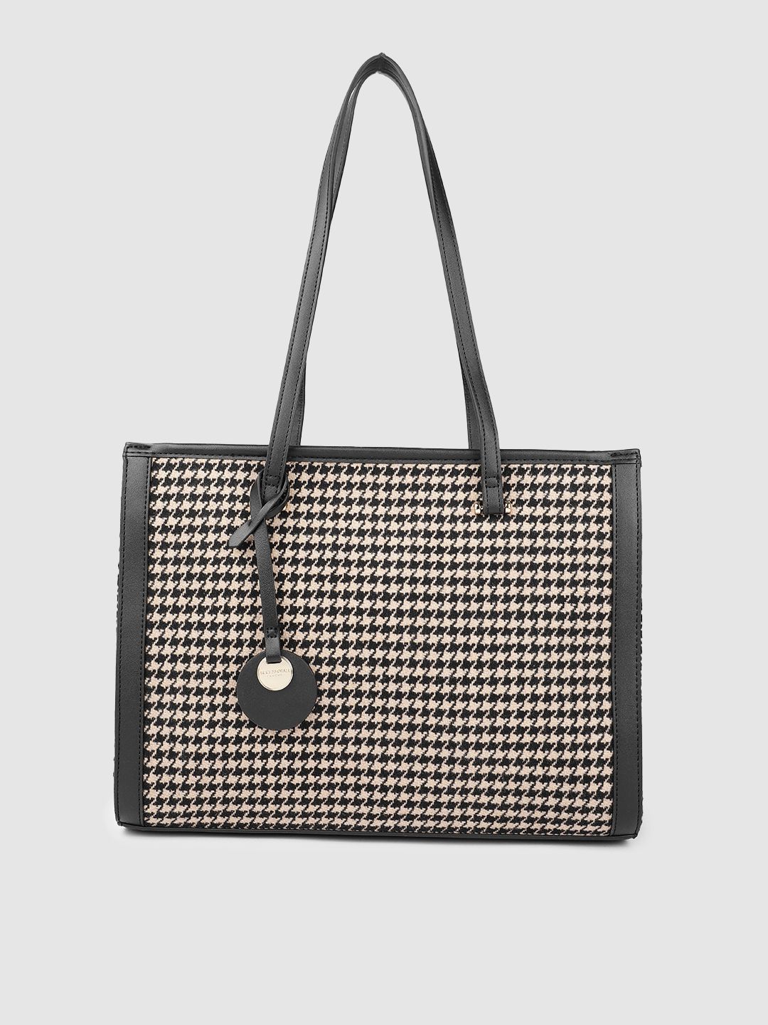 Accessorize Women Black & White Checked Structured Shoulder Bag Price in India