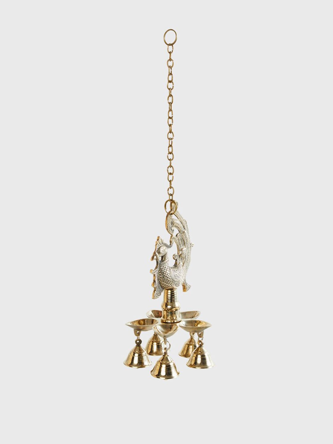 Home Centre Gold-Toned Textured Metal Peacock Hanging Diya Price in India