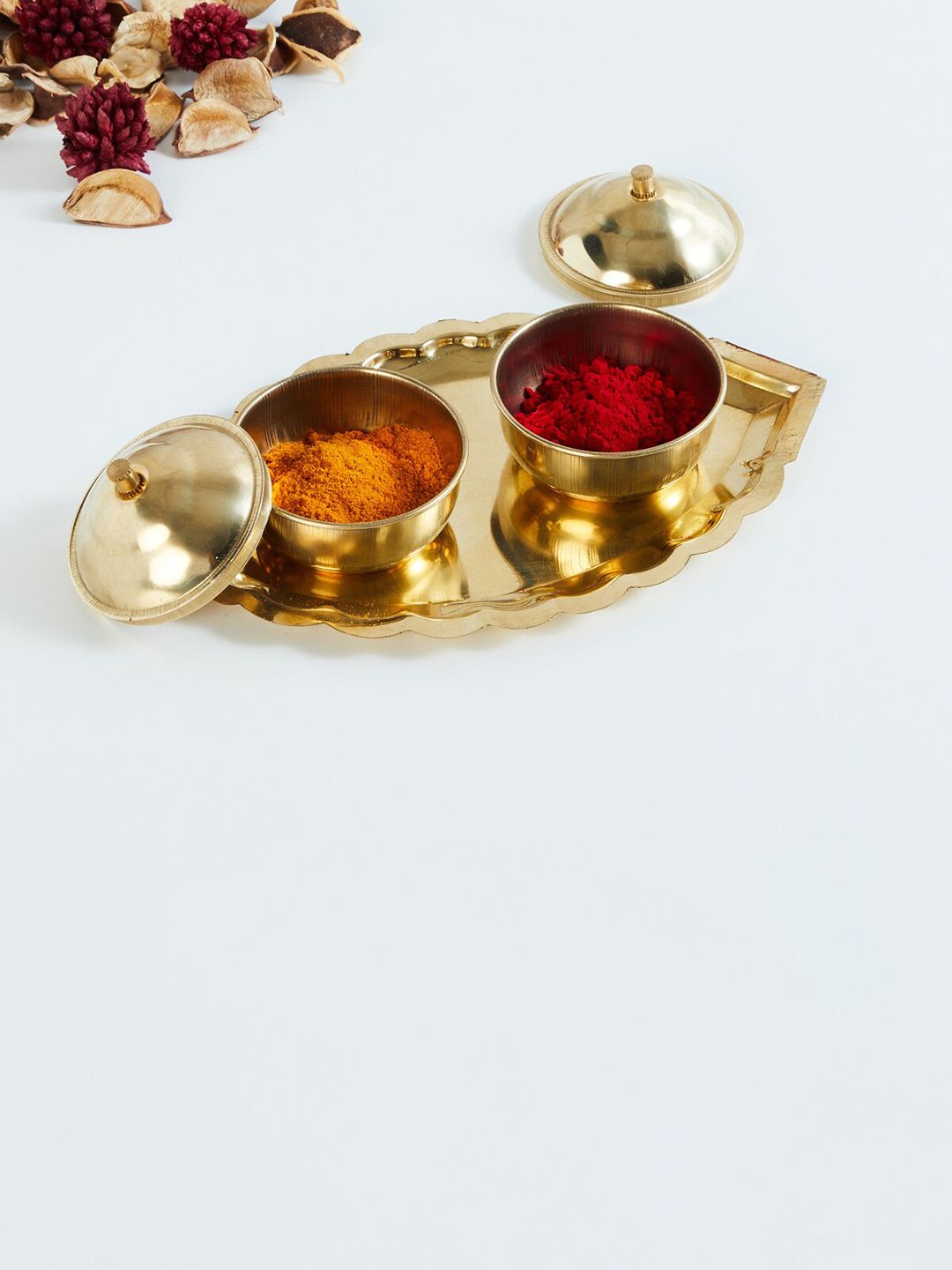 Home Centre Gold Toned Solid Metal Kumkum & Chandan Holders Price in India