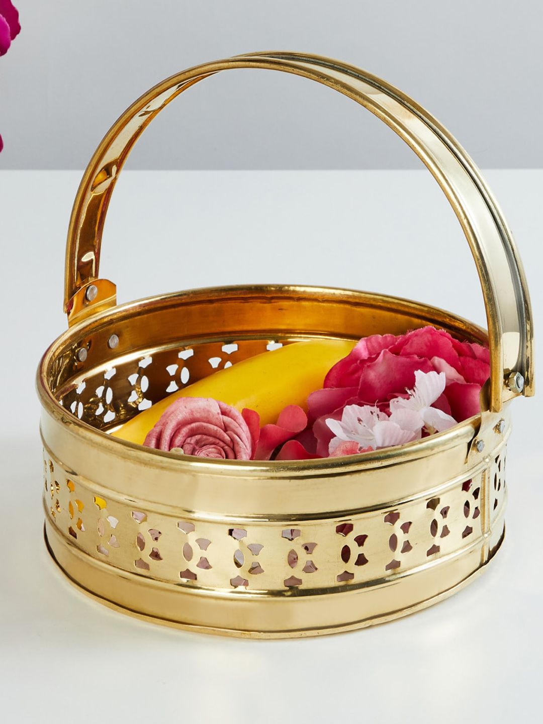 Home Centre Gold-Toned Cut-Out Metal Basket Price in India