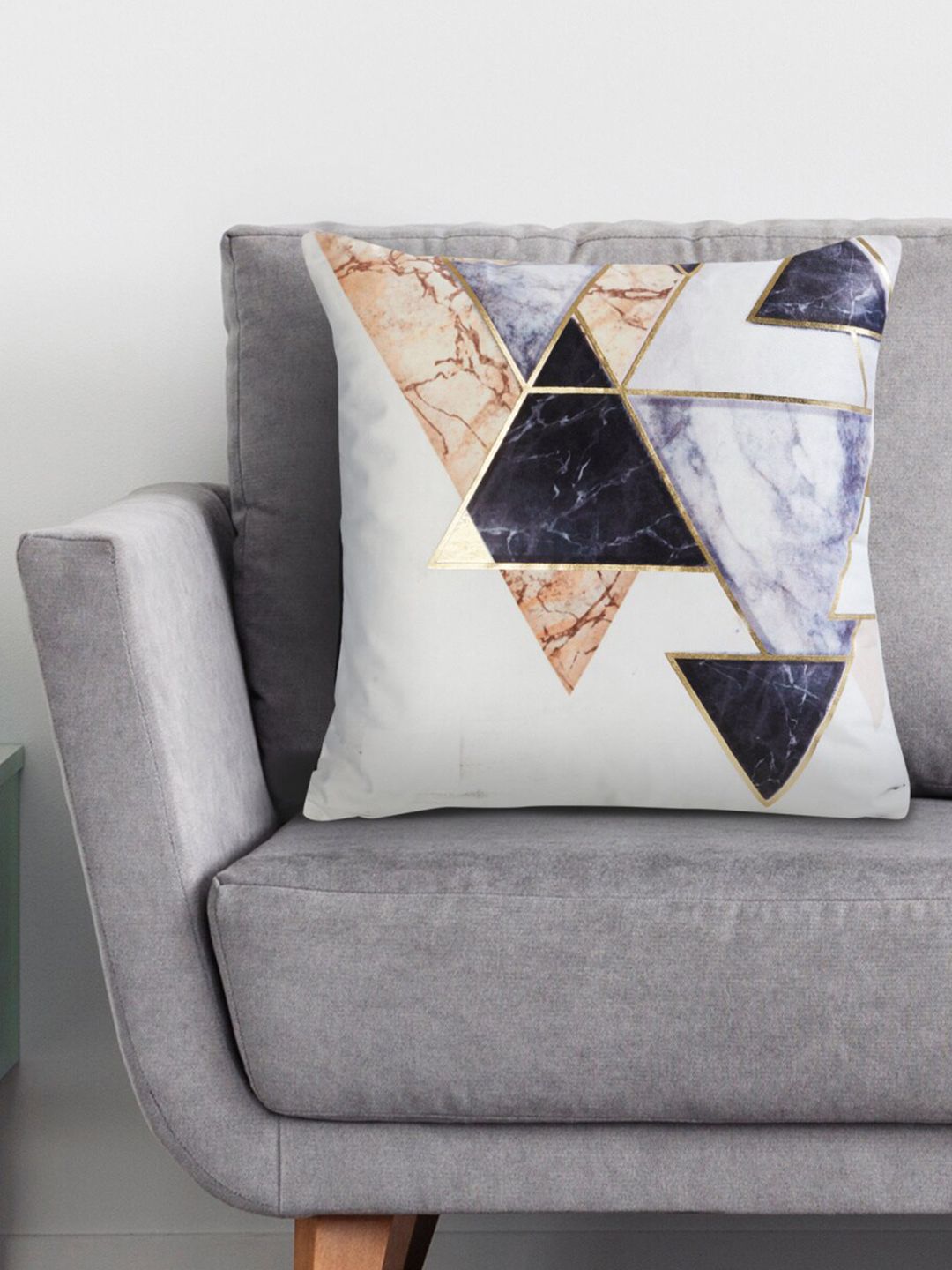 Home Centre White & Grey Geometric Square Cushion Covers Price in India