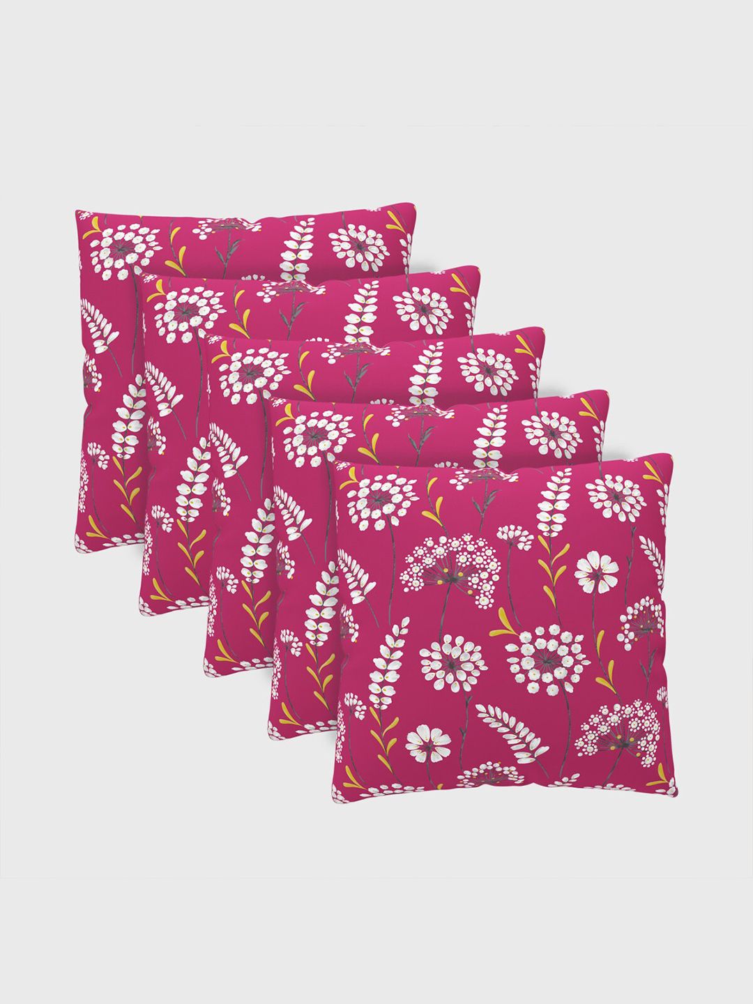 Home Centre Pink & White Set of 5 Floral Square Cushion Covers Price in India