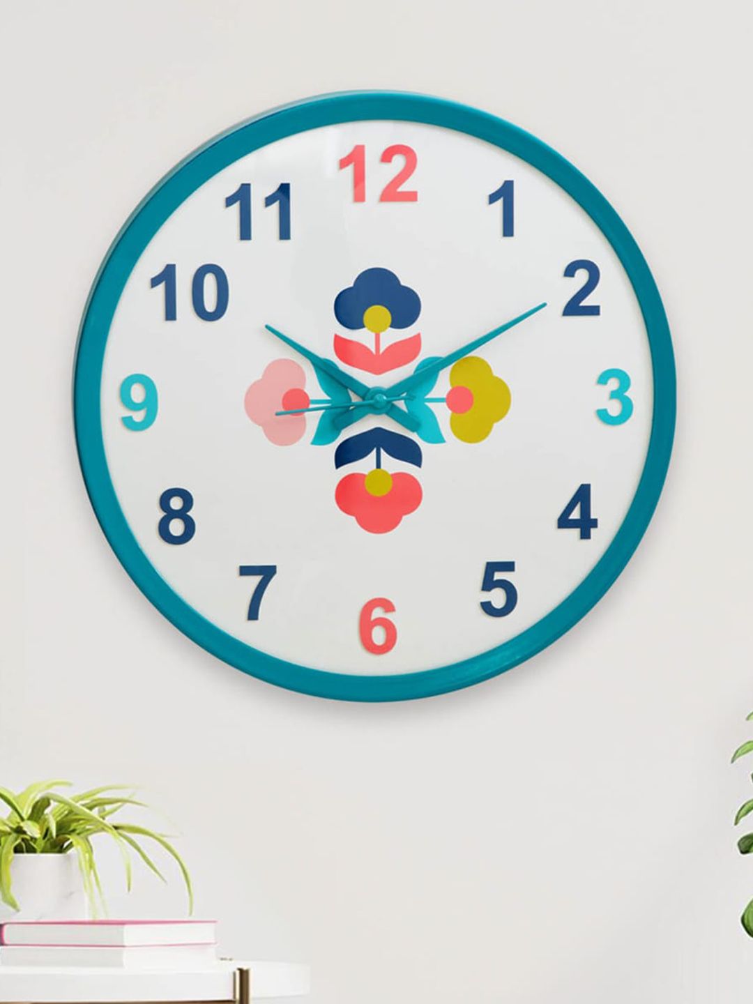 Home Centre White & Blue Printed Analogue Wall Clock Price in India