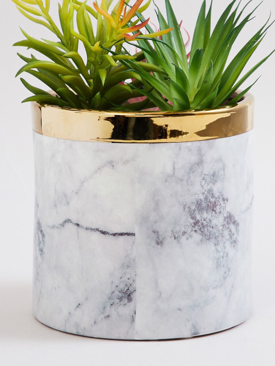 Home Centre White & Grey Printed Ceramic Planter Price in India