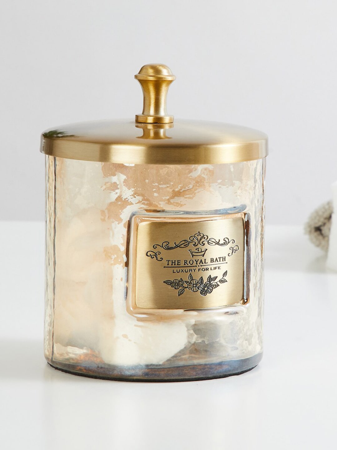 Home Centre Gold Textured Glass Canister with Lid Price in India