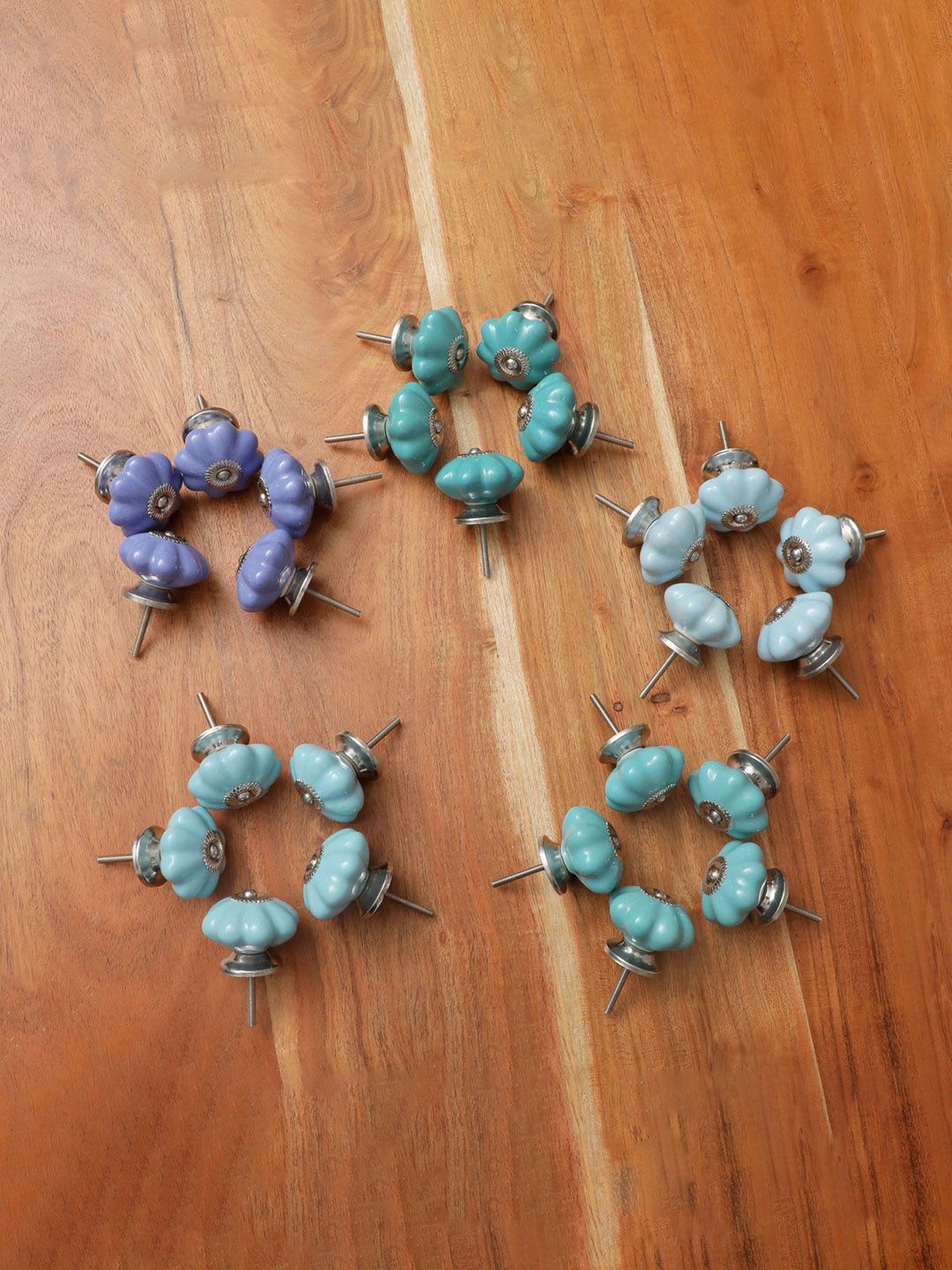 Home Centre Set of 25 Blue Ceramic Floral Knob Price in India