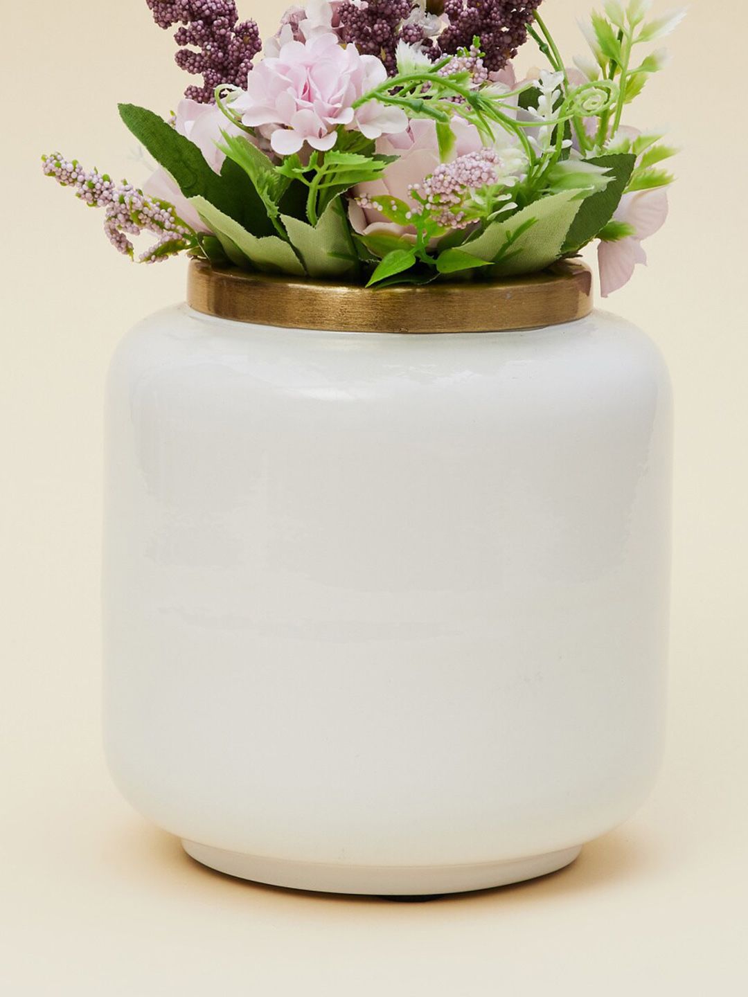 Home Centre White Brighton Solid Cylindrical Metal Flower Vase Price in India