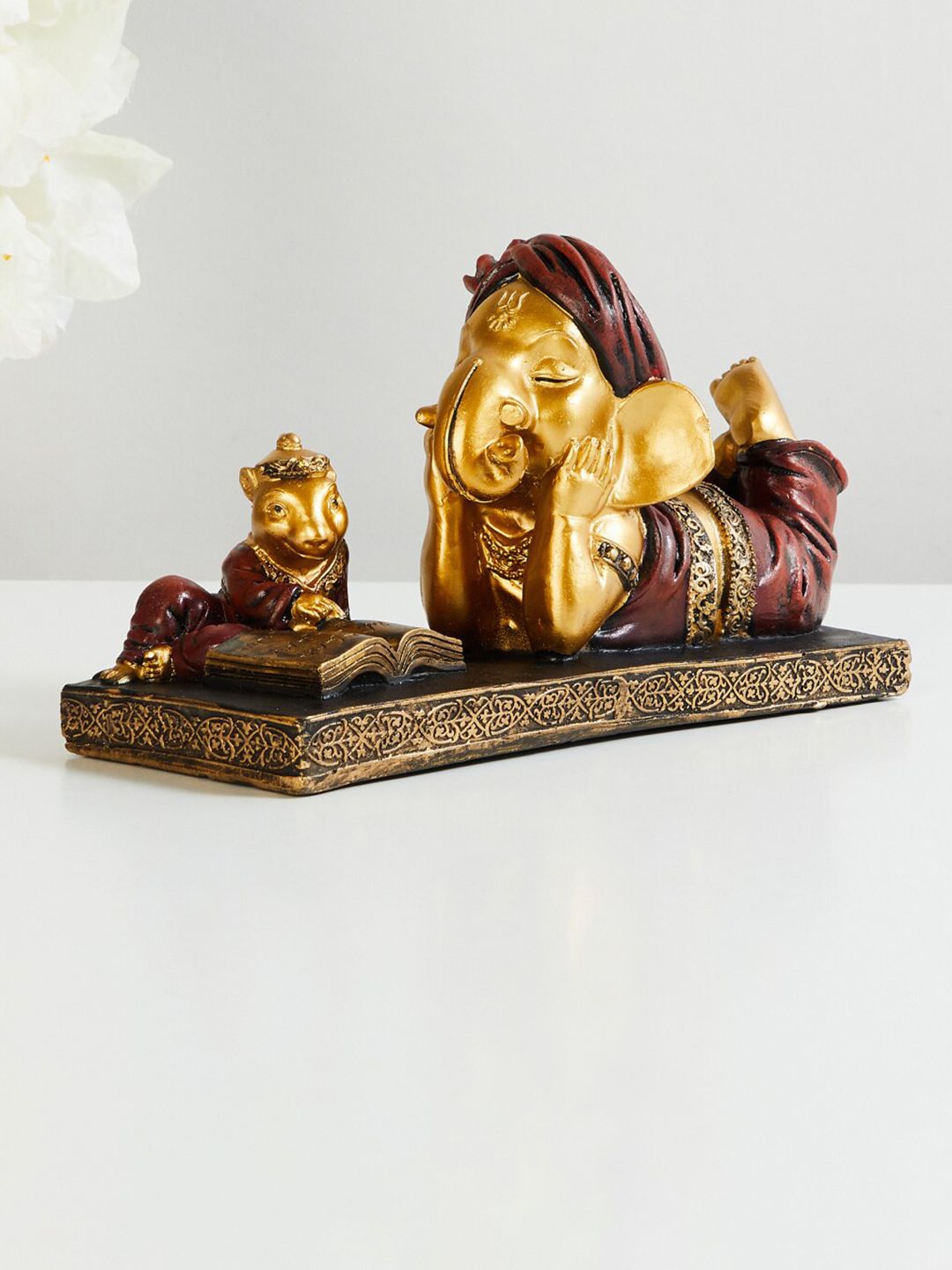 Home Centre Gold & Burgundy Ganesha Figurine Showpieces Price in India