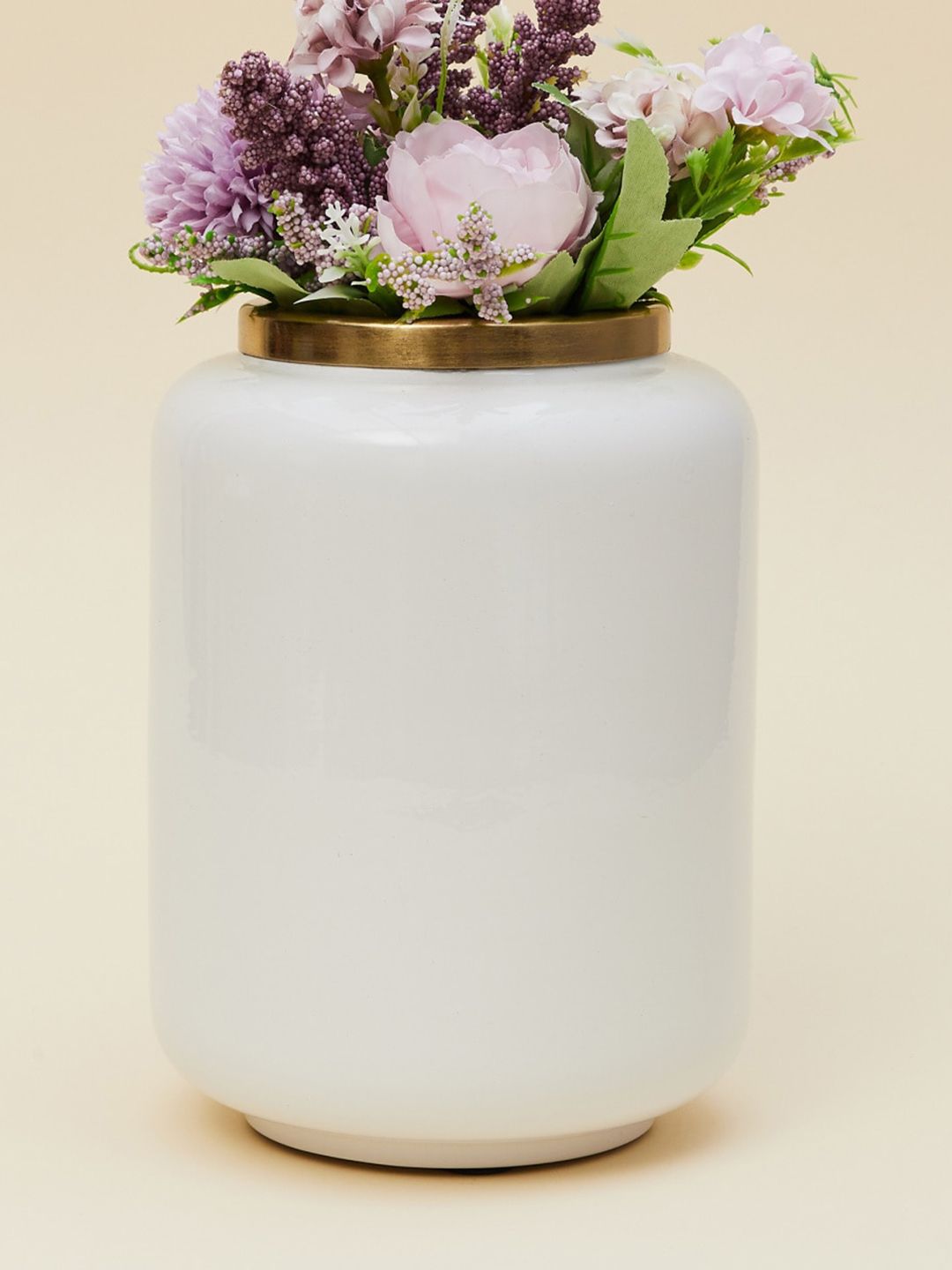 Home Centre White Brighton Solid Cylindrical Metal Flower Vase Price in India