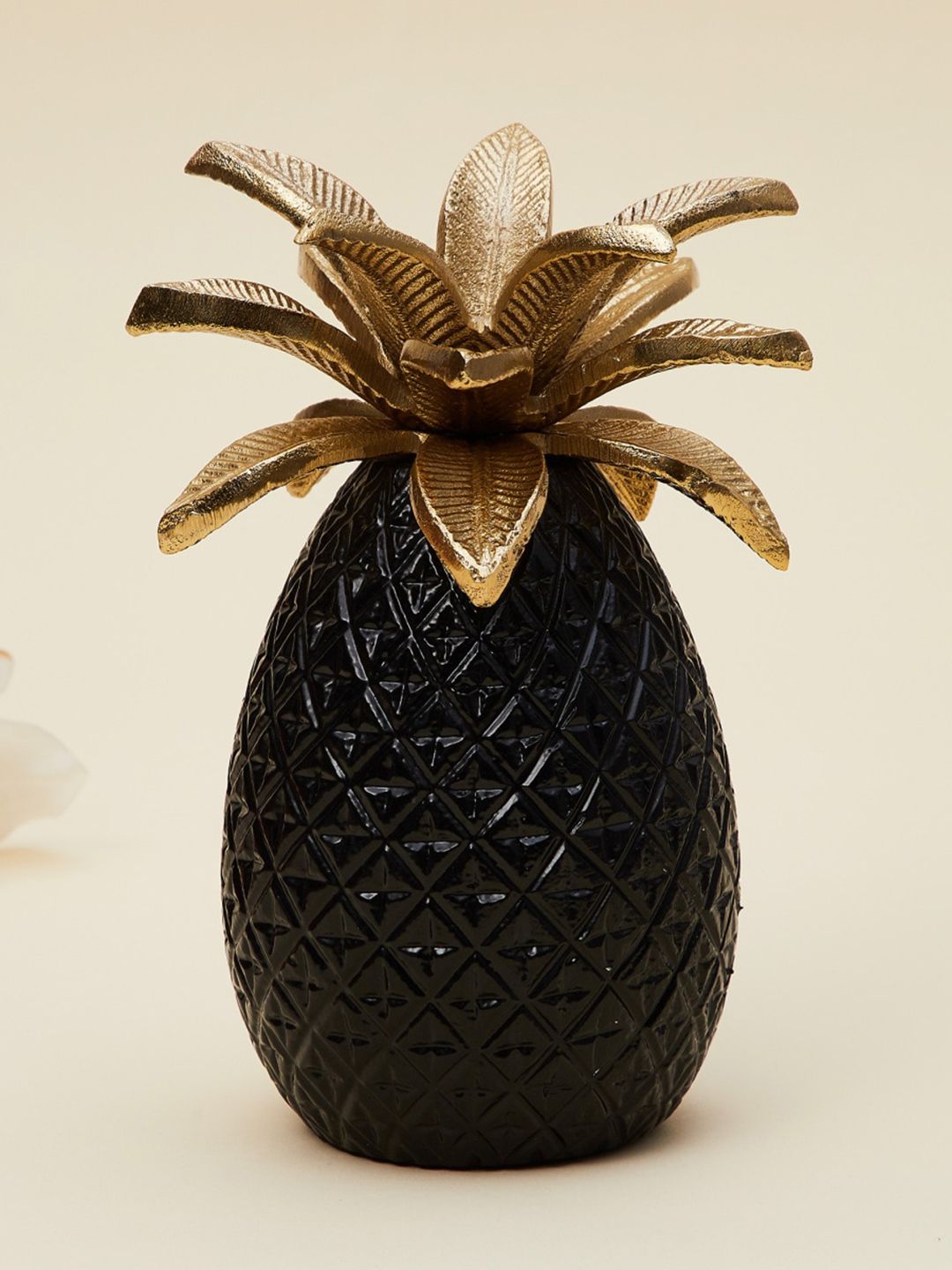 Home Centre Black & Gold-Toned Textured Metal Pineapple Showpiece Price in India