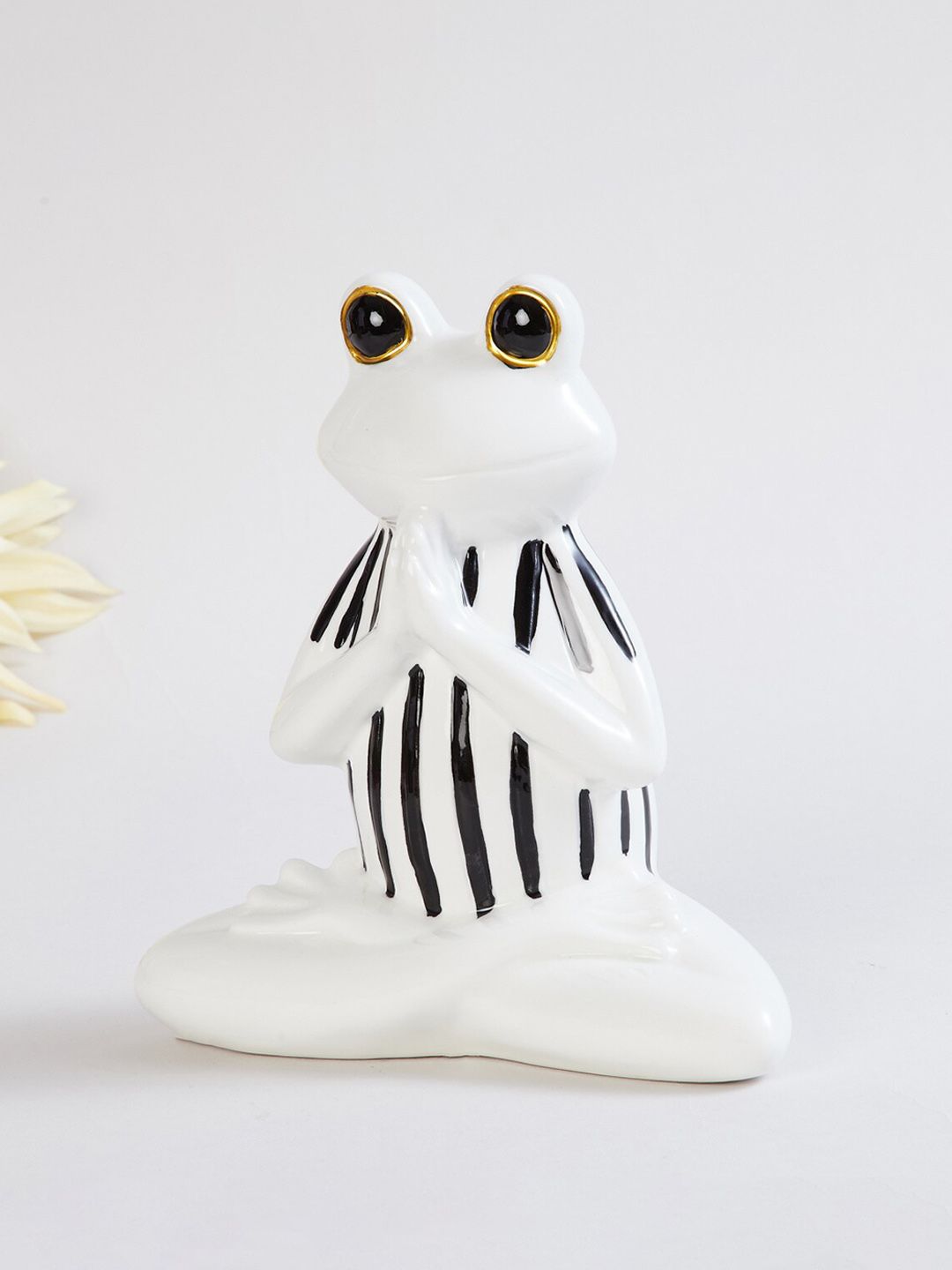 Home Centre White & Black Ceramic Frog Showpiece Price in India