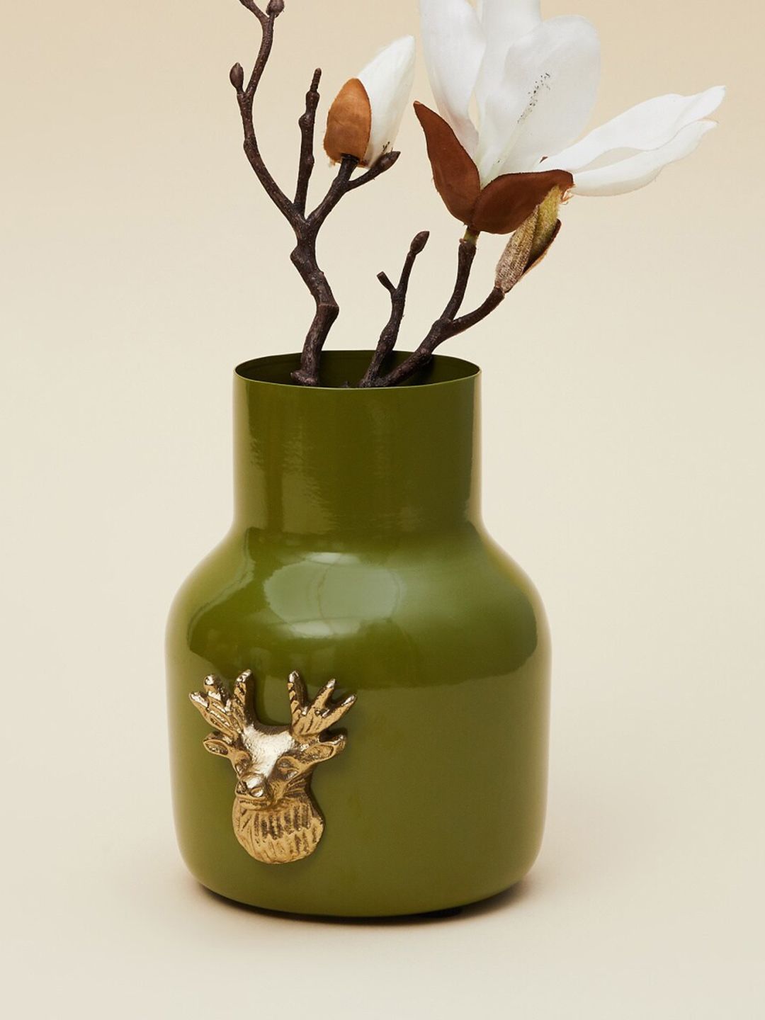 Home Centre Green Reindeer Embellished Metal Flower Vase Price in India