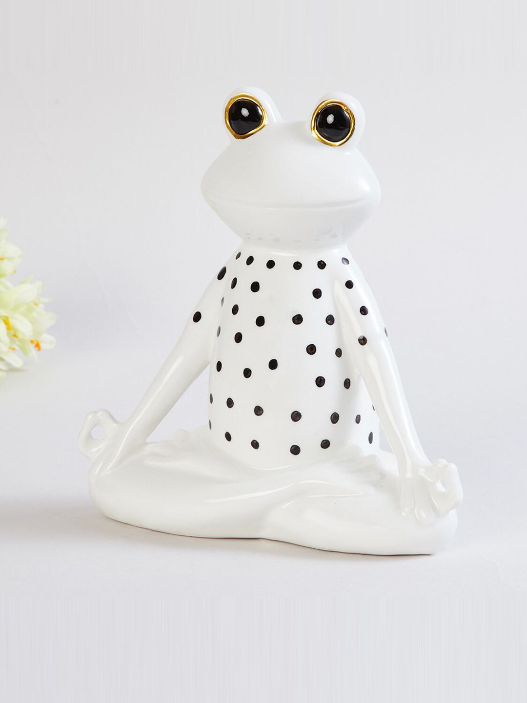 Home Centre White & Black Printed Frog Ceramic Showpiece Price in India