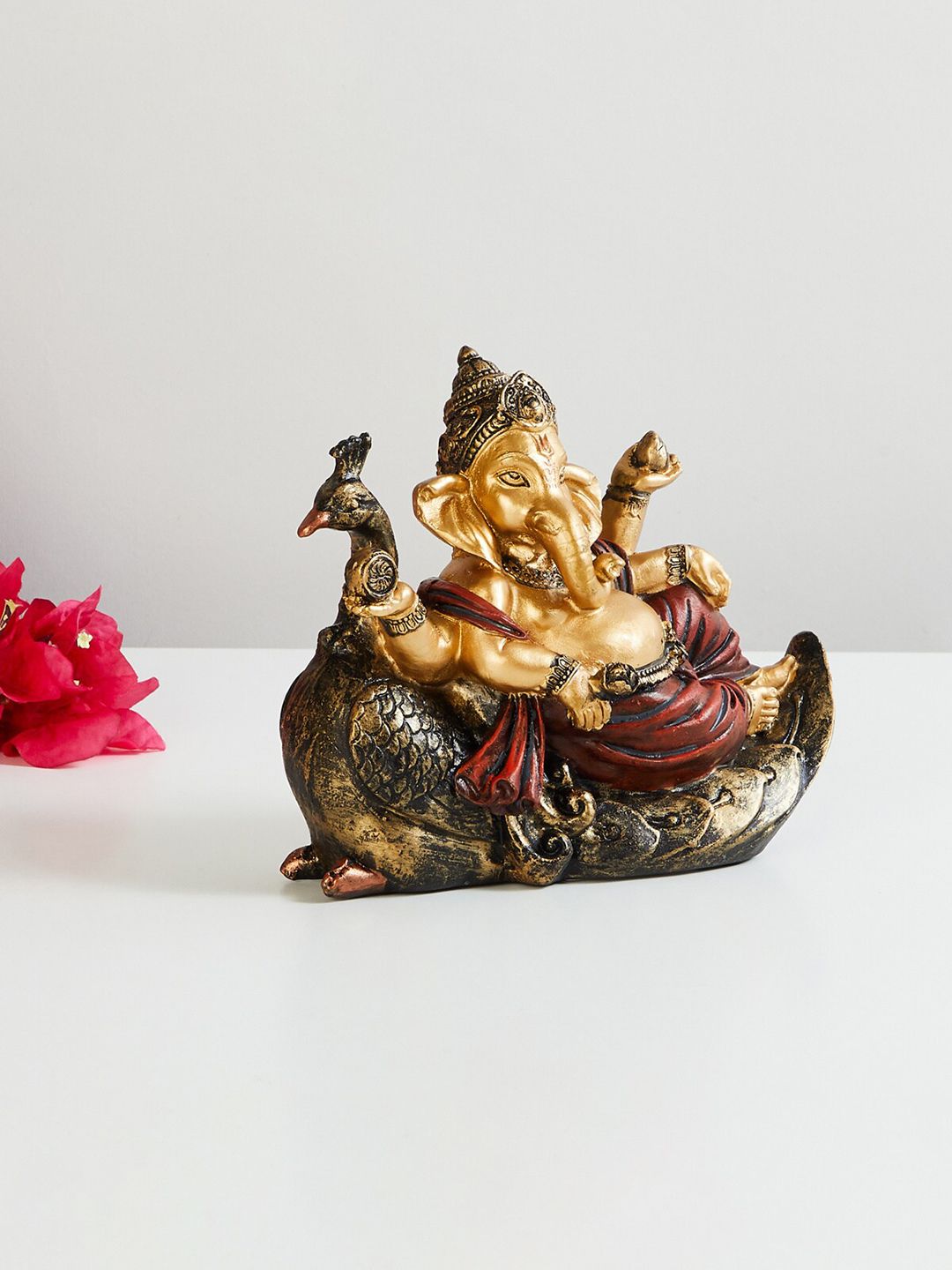 Home Centre Gold Toned Ganesha on Peacock Figurine Showpieces Price in India
