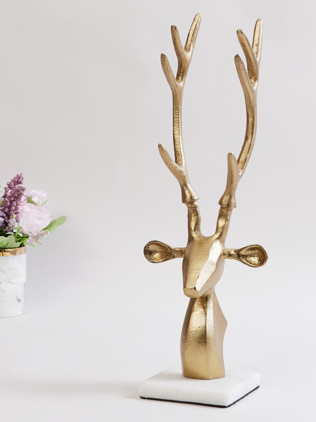 Home Centre Gold-Toned & White Aluminium Reindeer Showpiece Price in India