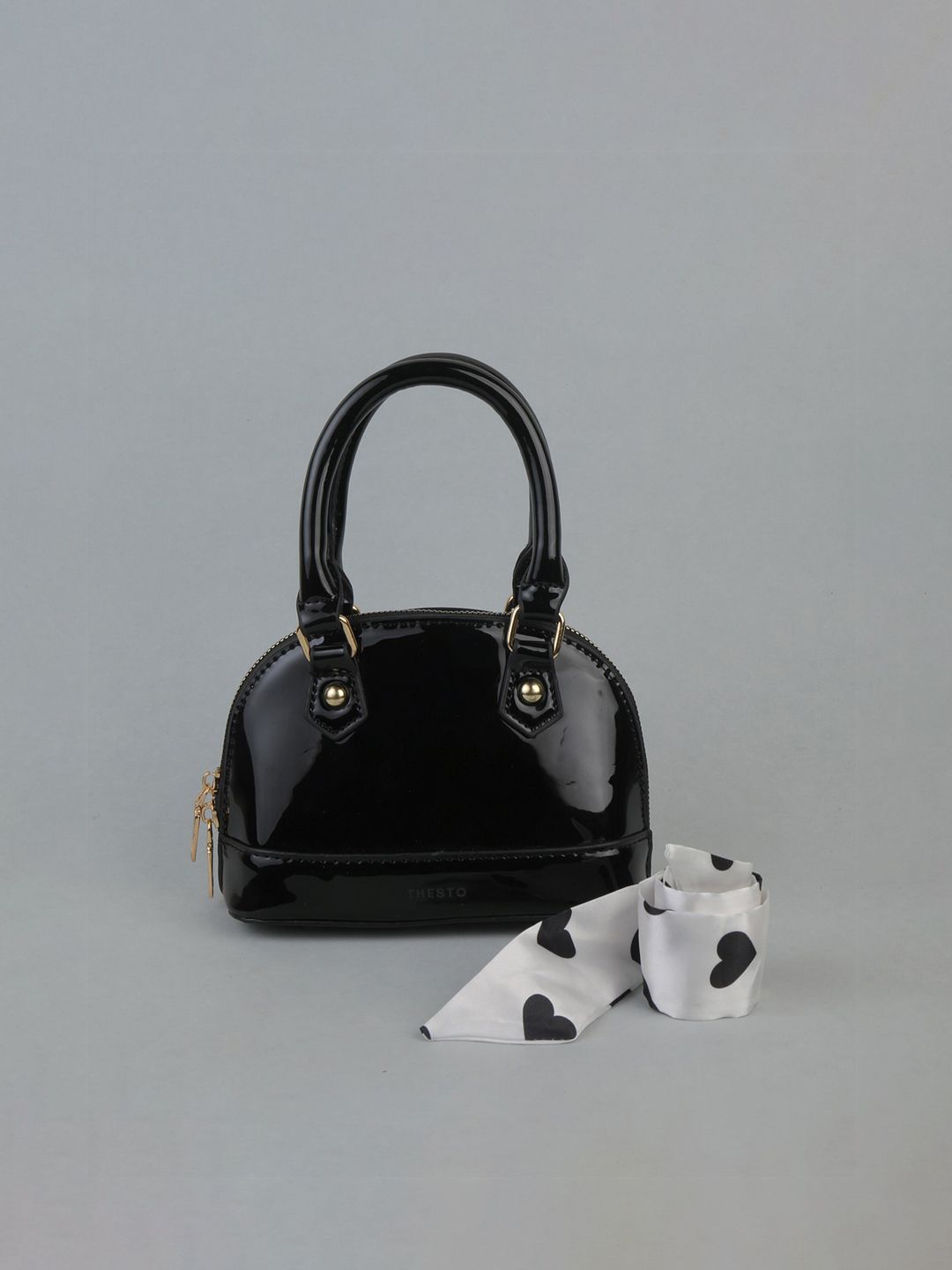 THESTO Black PU Structured Handheld Bag with Tasselled Price in India