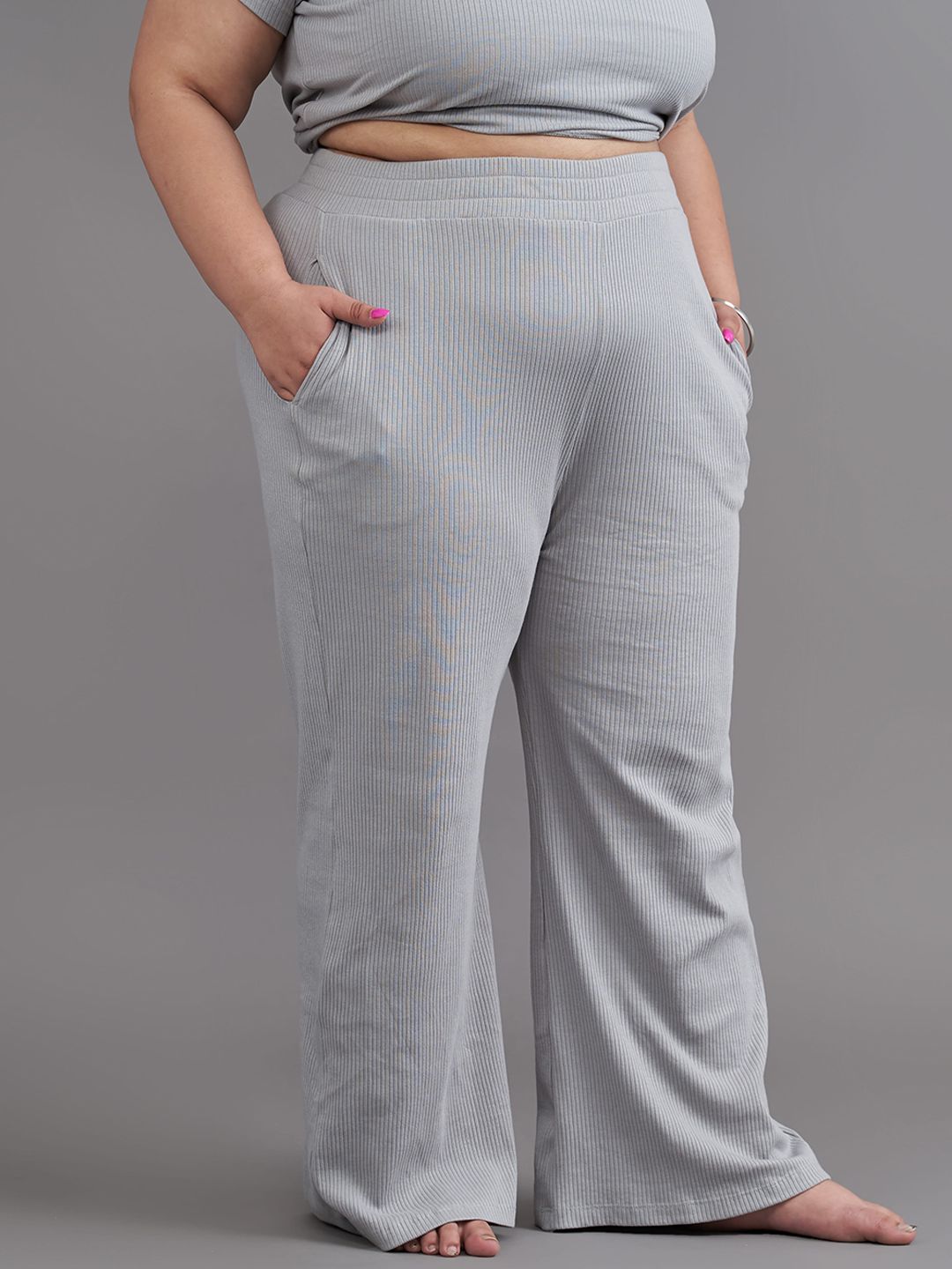 SPIRIT ANIMAL Women Plus Size Grey Solid Lounge Pant Price in India