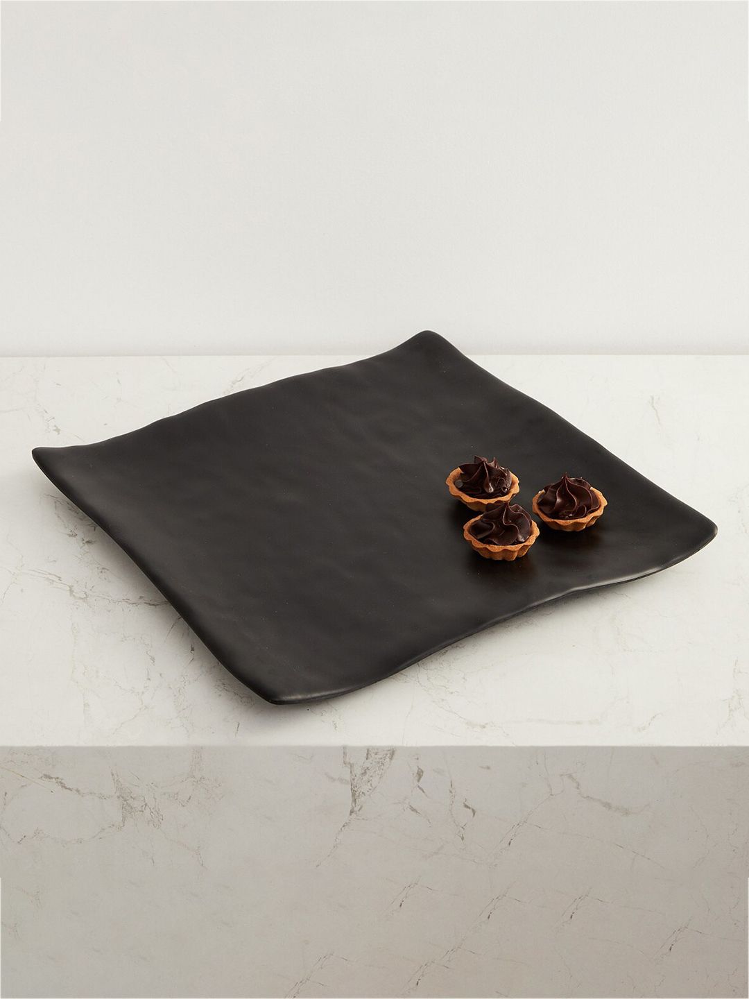 Home Centre Black 1 Piece Silvano Melamine Solid Square Serving Platter Price in India