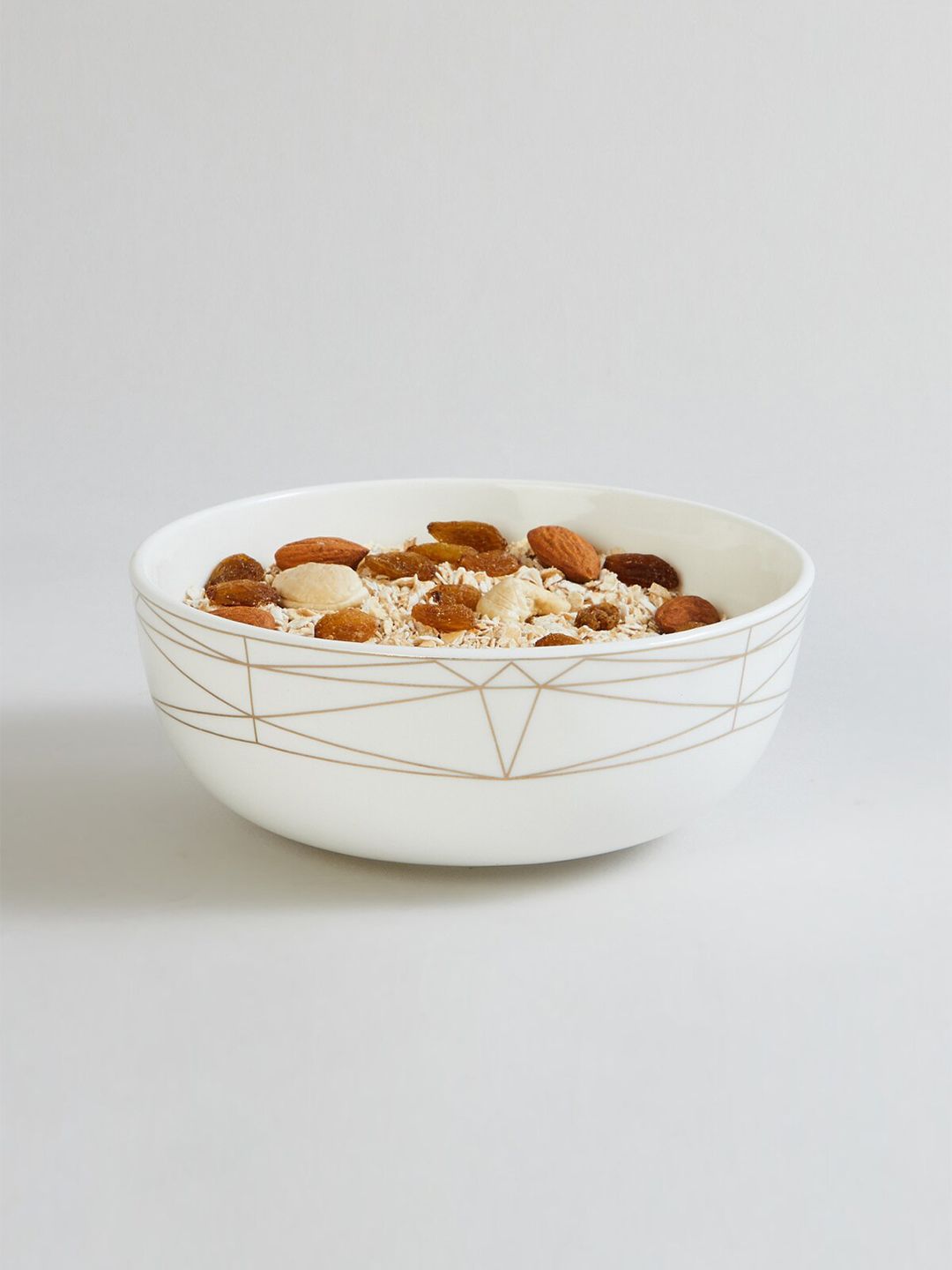 Home Centre White & Gold-Toned Bone China Glossy Bowls Price in India