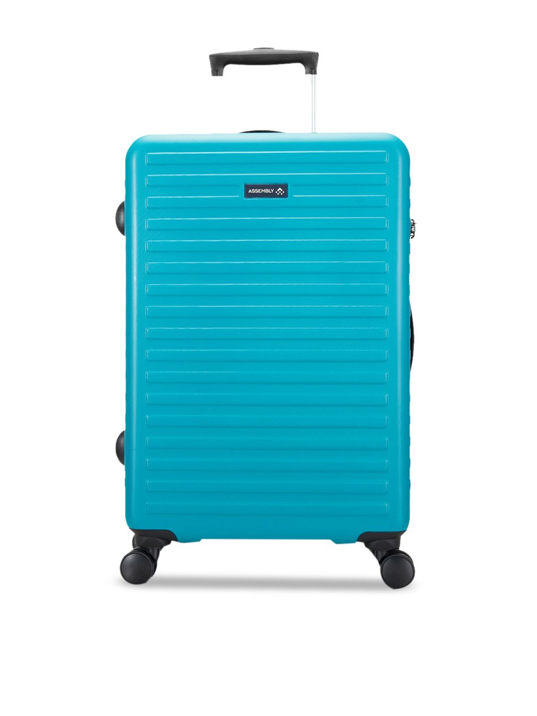 Assembly Turquoise Blue Textured Medium Hardsided Trolley Suitcase-67 L Price in India