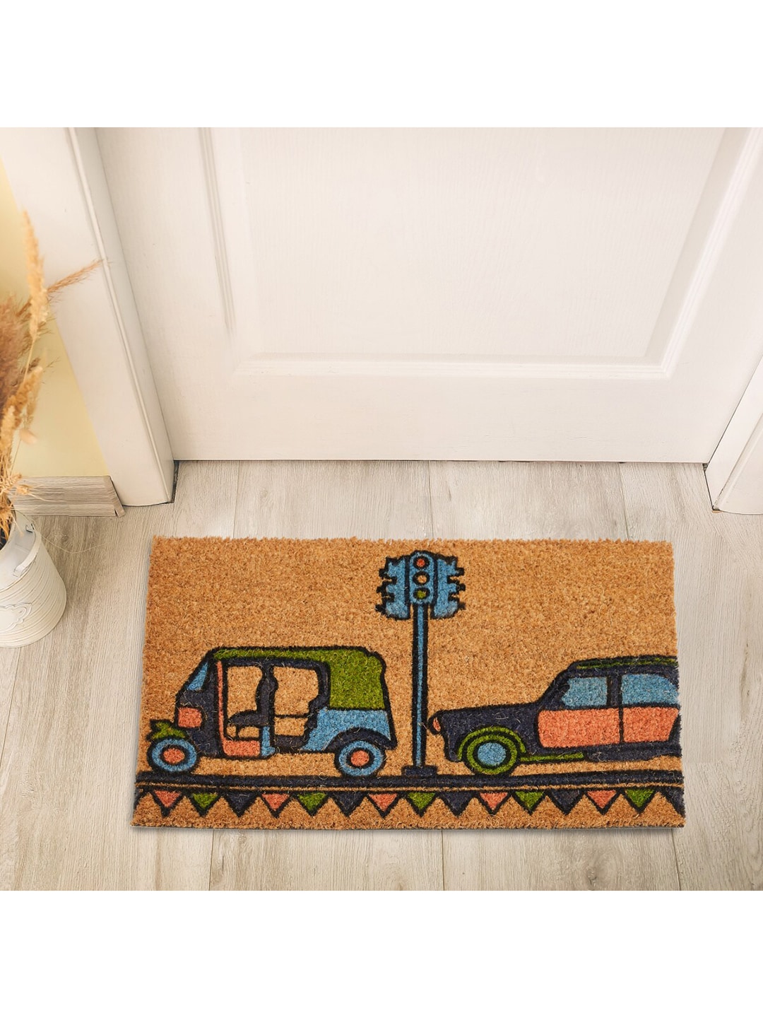 Home Centre Brown & Green Printed Coir Doormats Price in India