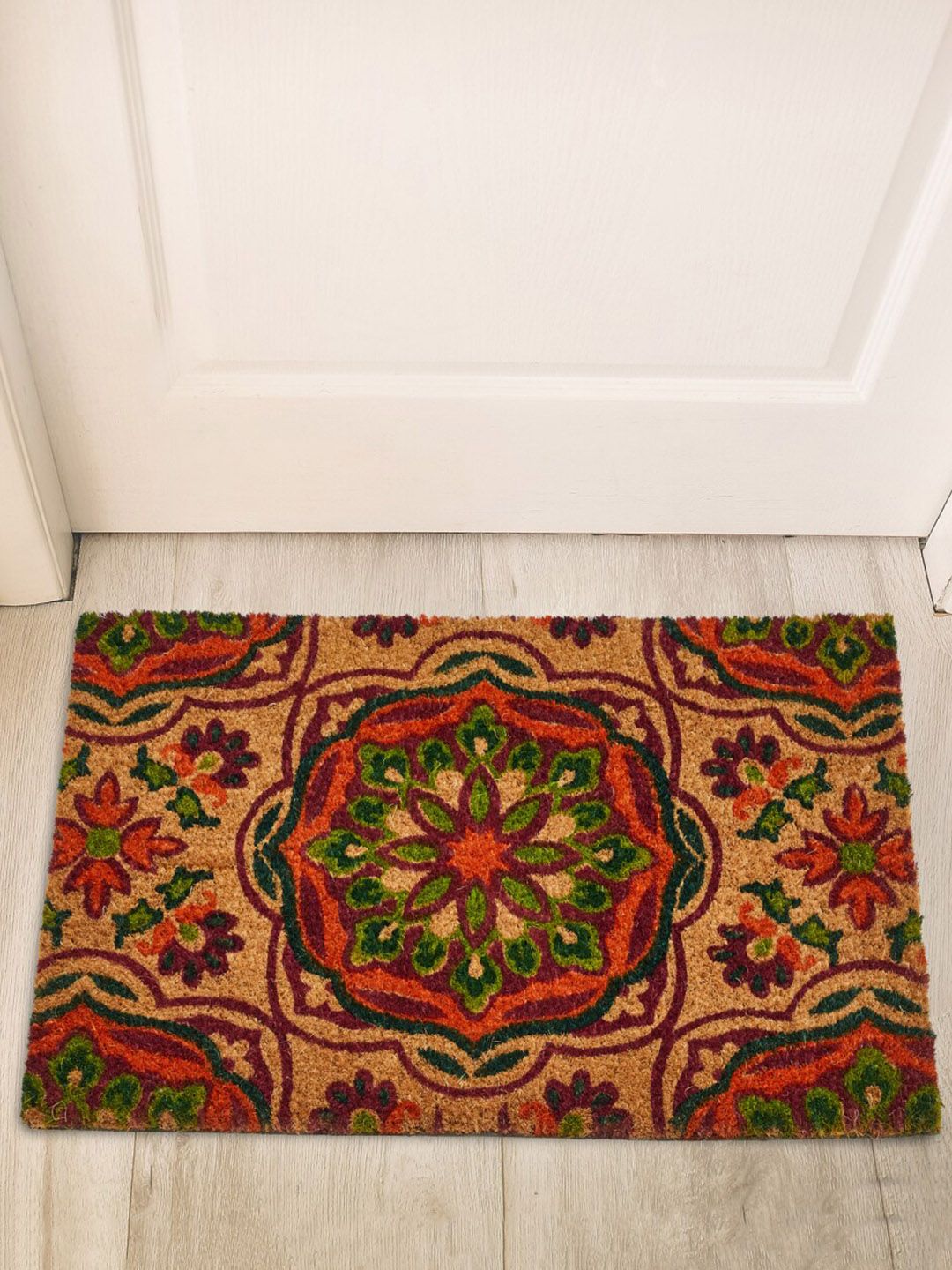 Home Centre Brown & Red  Printed Coir Anti-Skid Door Mat Price in India